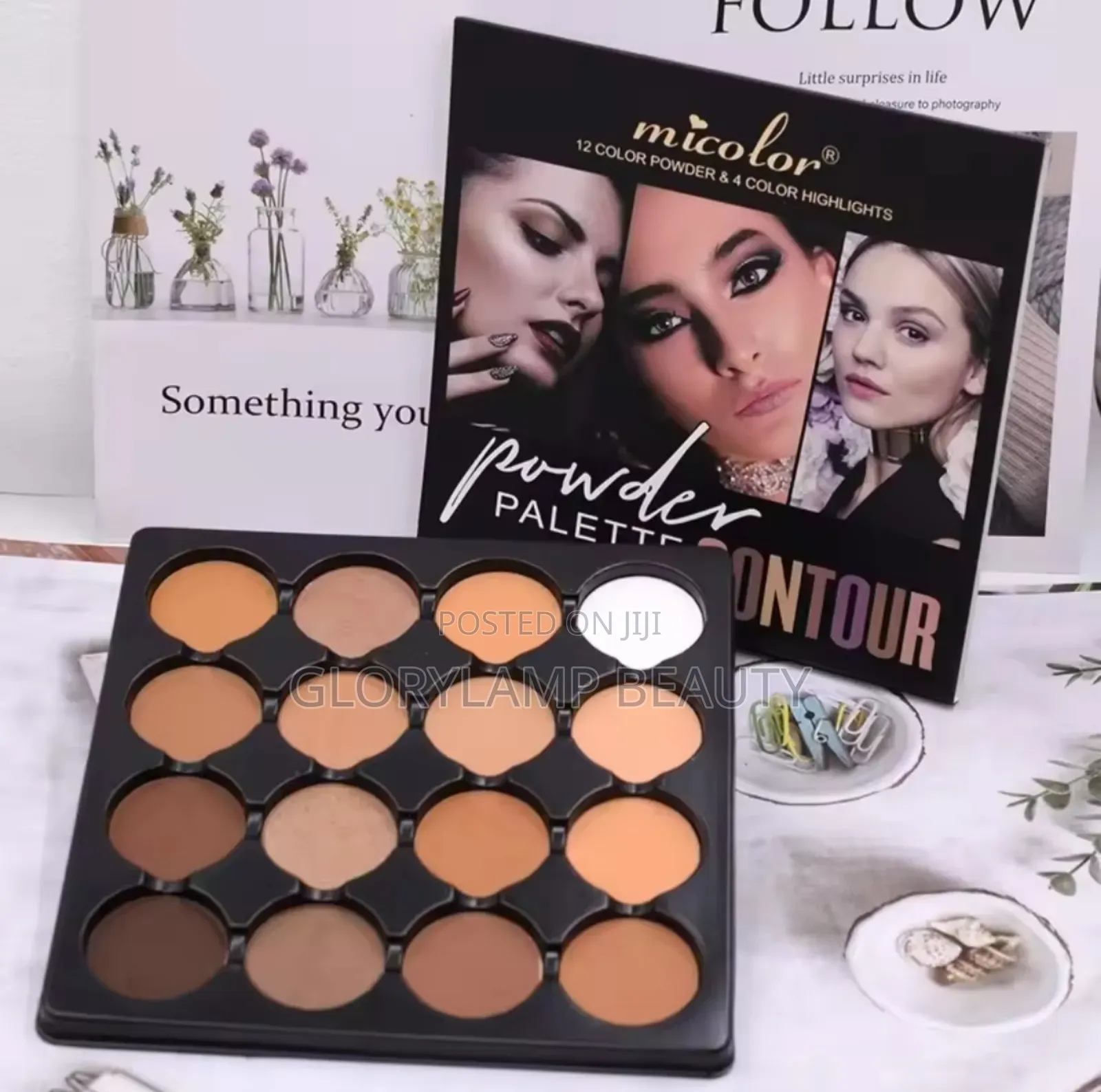 Micolor 16-color Contour Highlight Powder Palette With Cosmetic Brush
