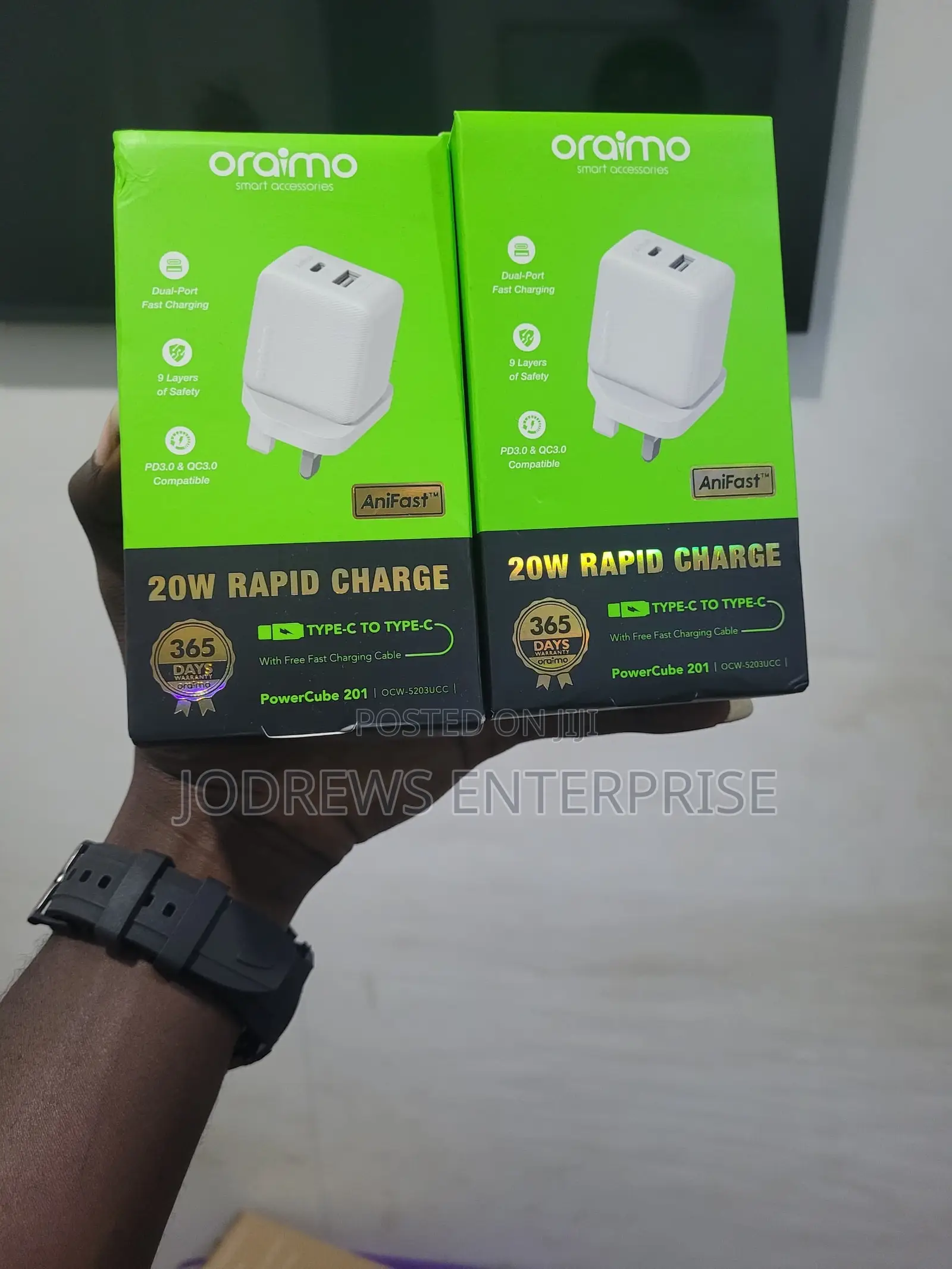 Oraimo Powercube 201 Uk Type 20w Type-c To Type-c Plug Charger Kit