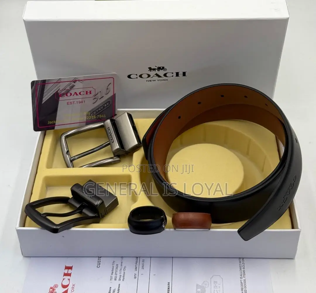 Coach Leather Reversible Belt With Two Hook