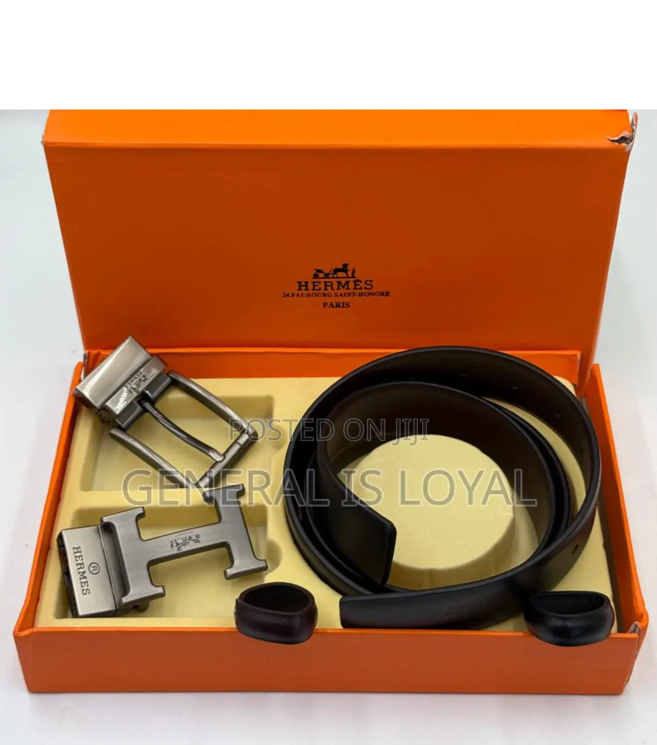 Hermes Leather Reversible Belt With Two Hook