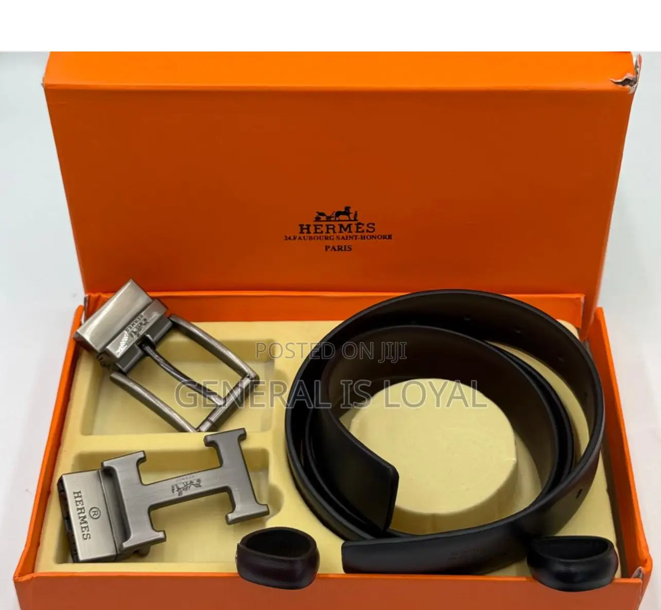 Hermes Leather Reversible Belt With Two Hook