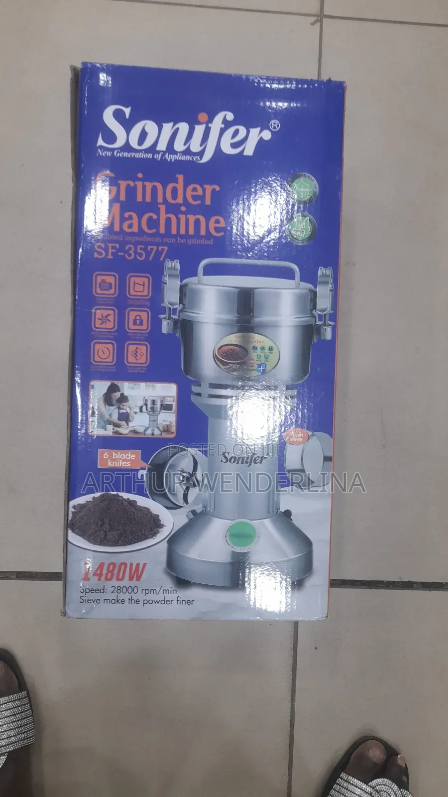 Sonifer Stainless Steel Grinder Coffee, Spice Grinder 1480w .(250g)