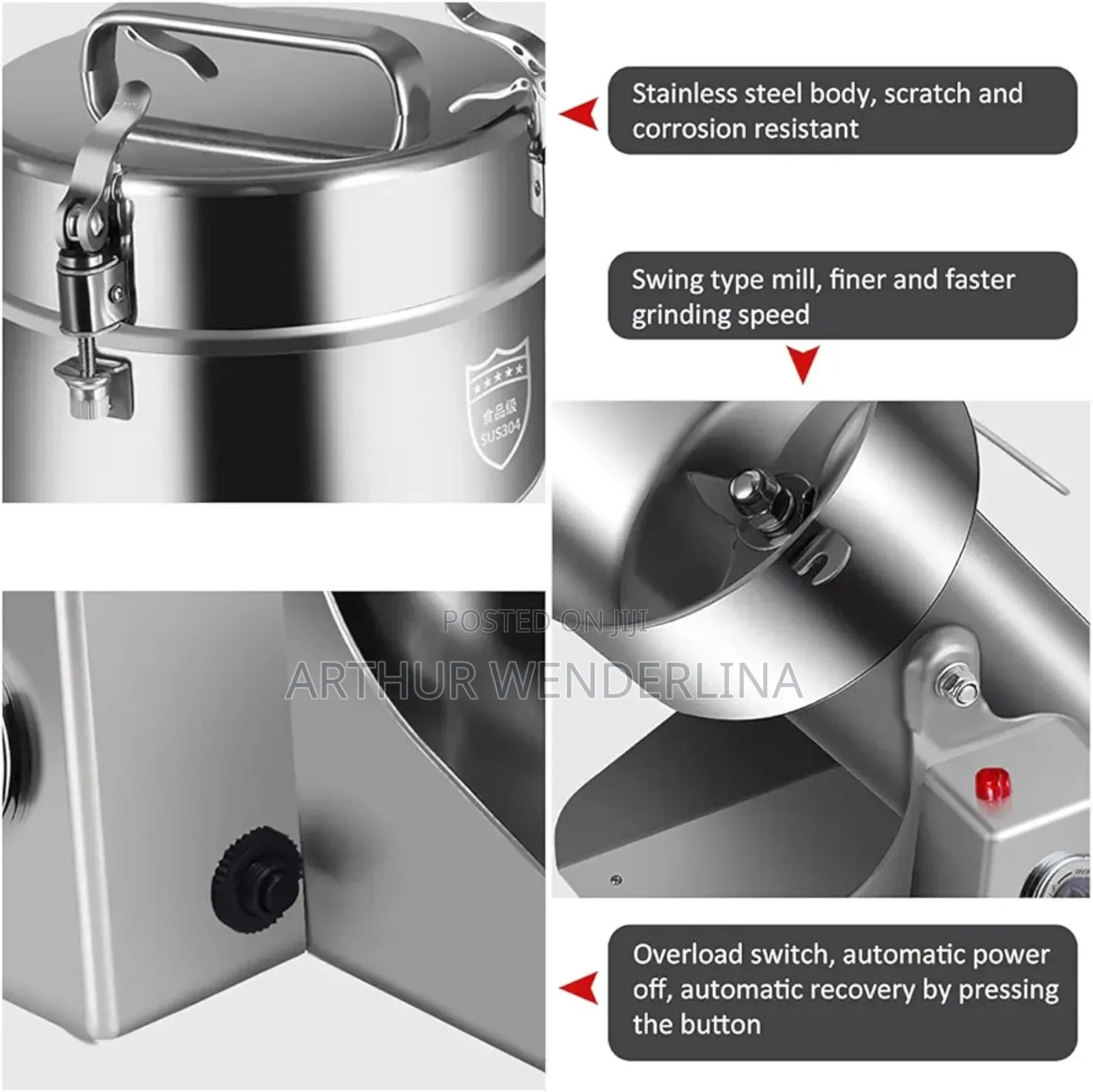 3000gram Stainless Steel Grinder Swing Commercial Electric Machine