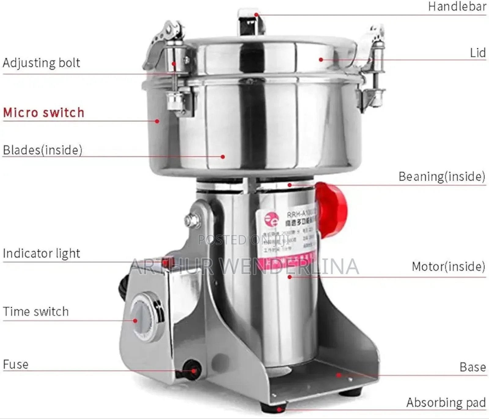 3000gram Stainless Steel Grinder Swing Commercial Electric Machine