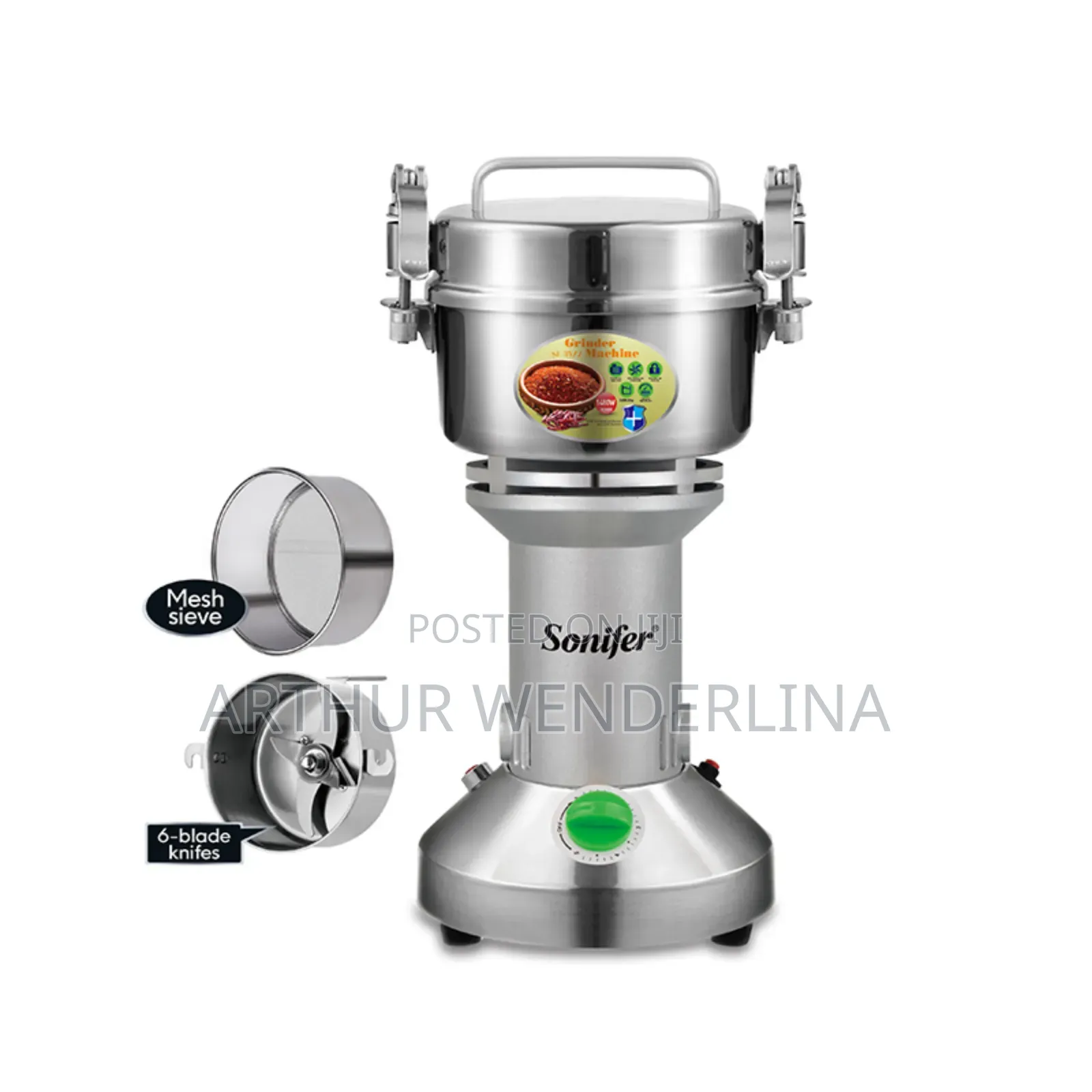 Sonifer Stainless Steel Grinder Coffee, Spice Grinder 1480w .(250g)