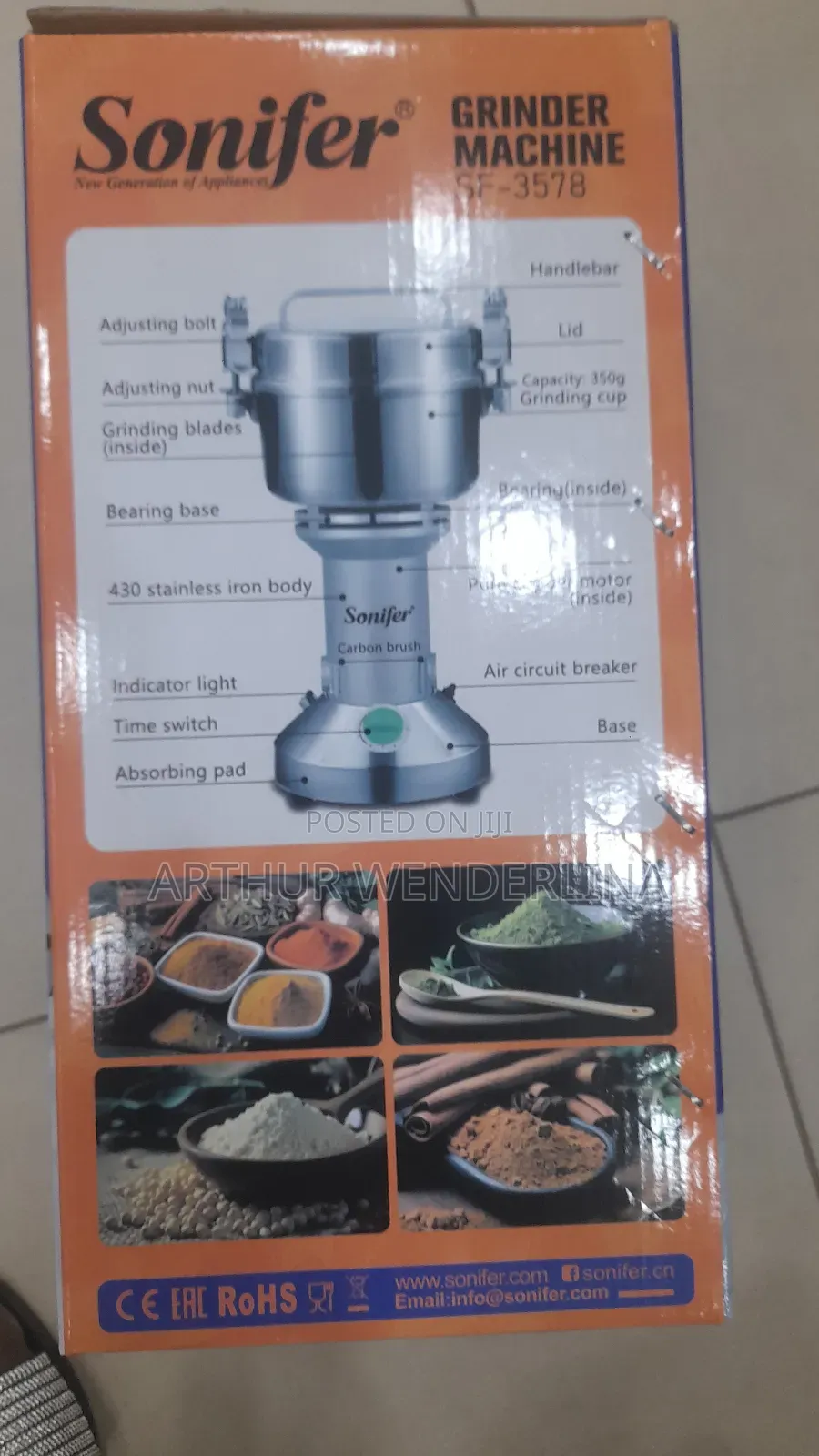 350 Gram Sonifer Sf-3578 Multipurpose High Speed Grinder Machin 1800w