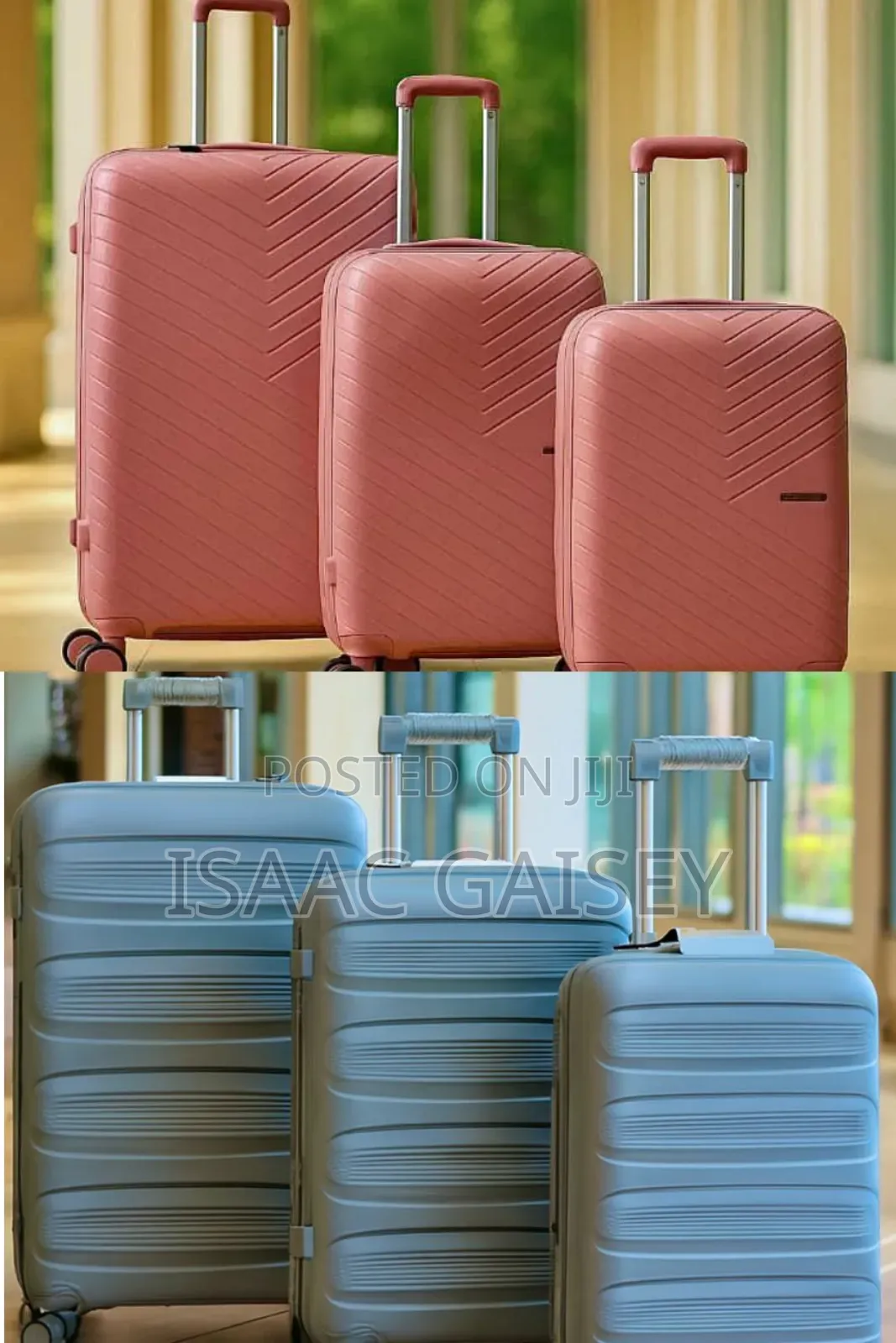 3set Durable Waterproof Anticrake Luggages In Gray/Rose Gold Colors