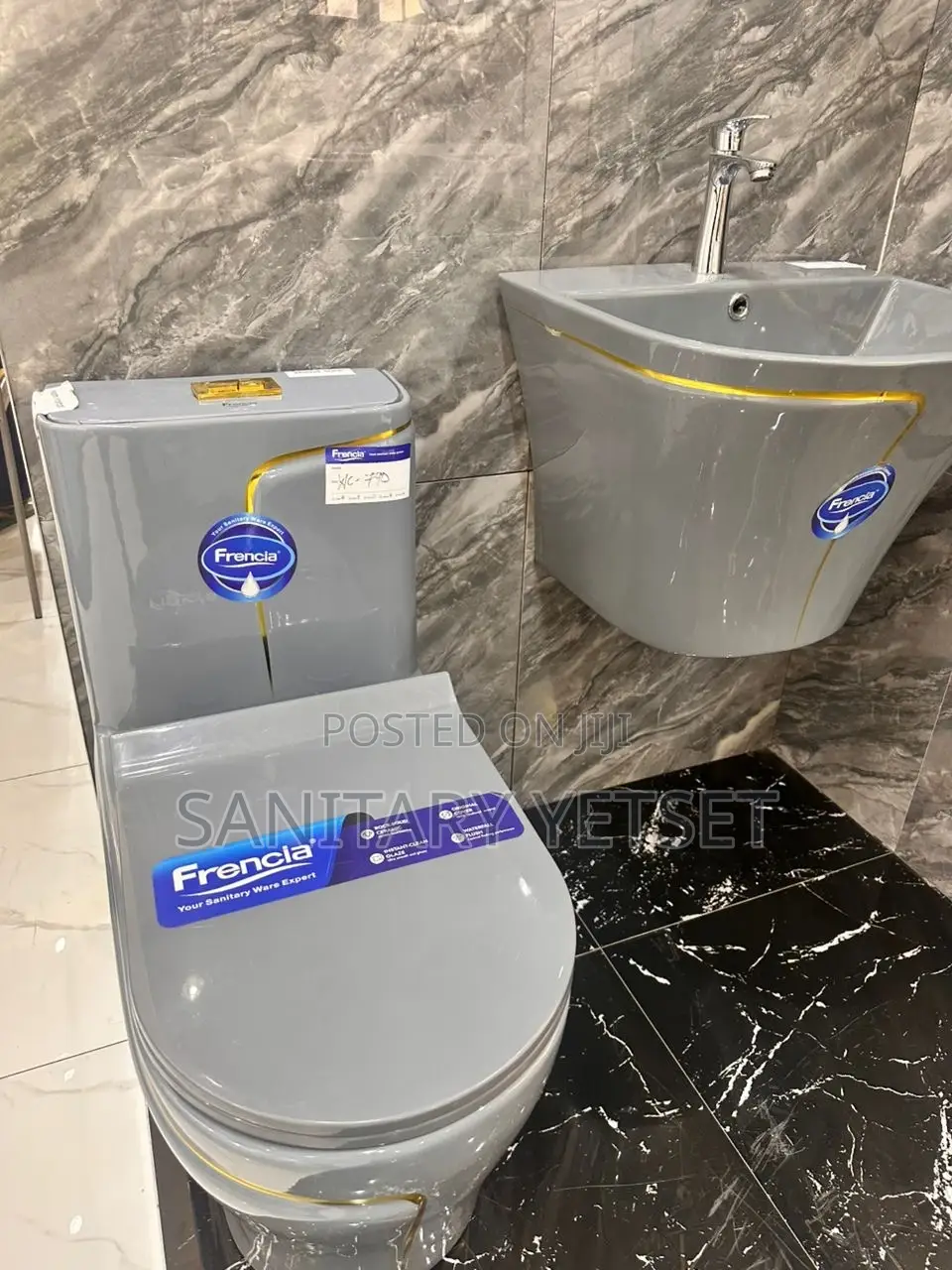 Frencia Grey Water Closet With Basin_imported Wc