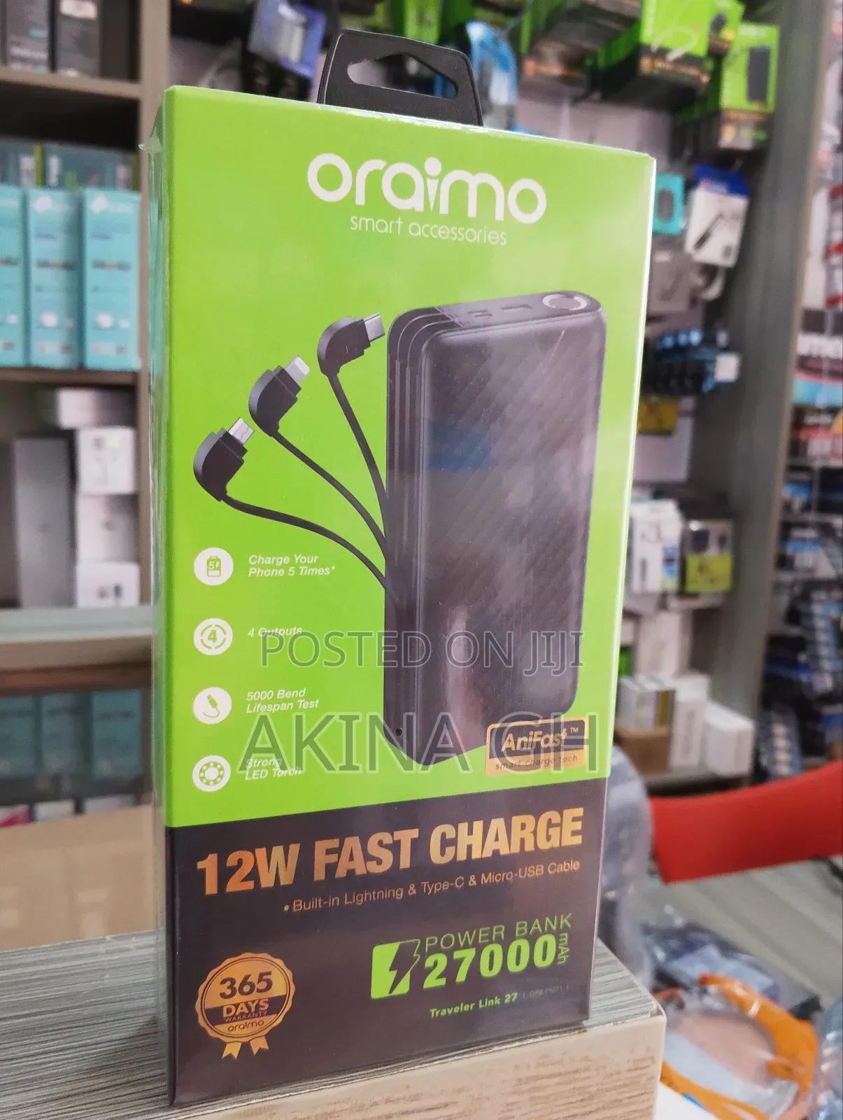 Oraimo 12w Fast Charging Power Bank 27000mah Opb-P5271