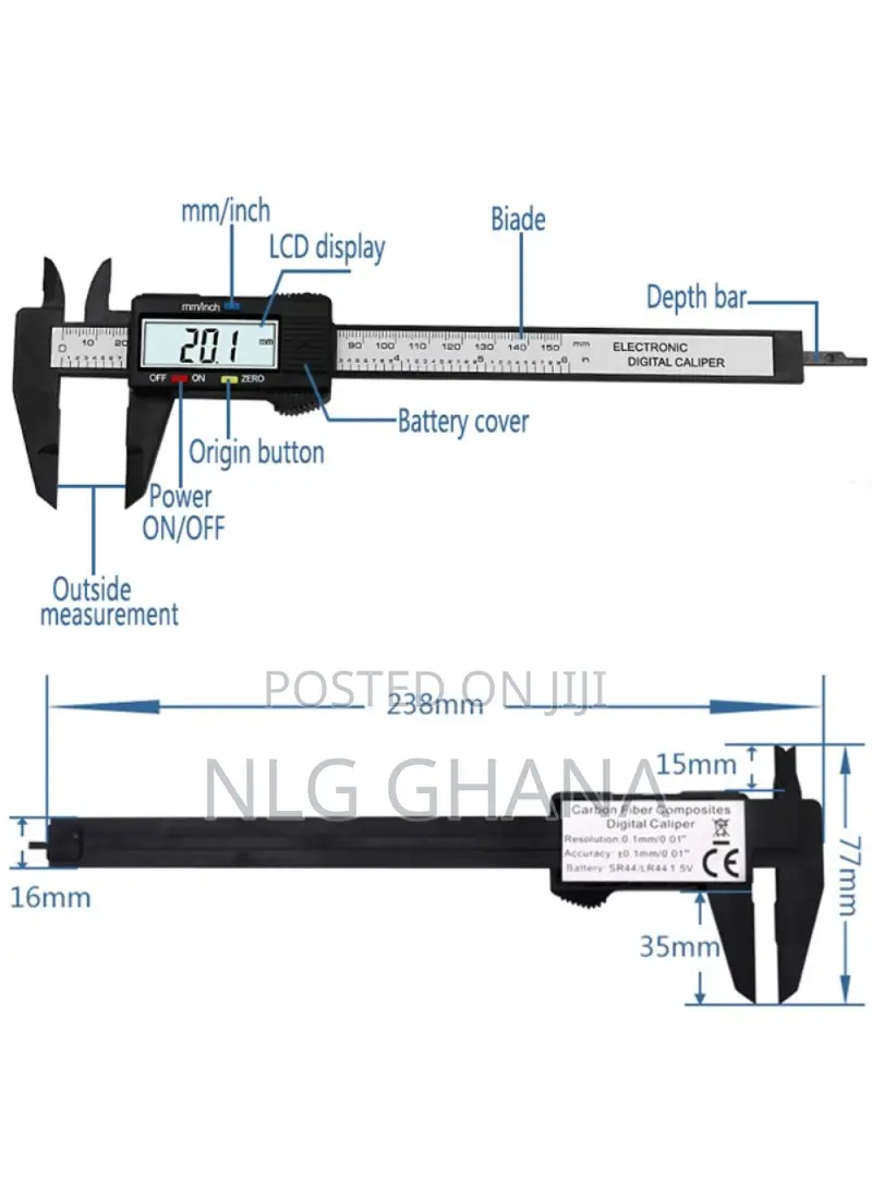 LCD Digital Electronic Carbon Fiber Vernier Caliper.