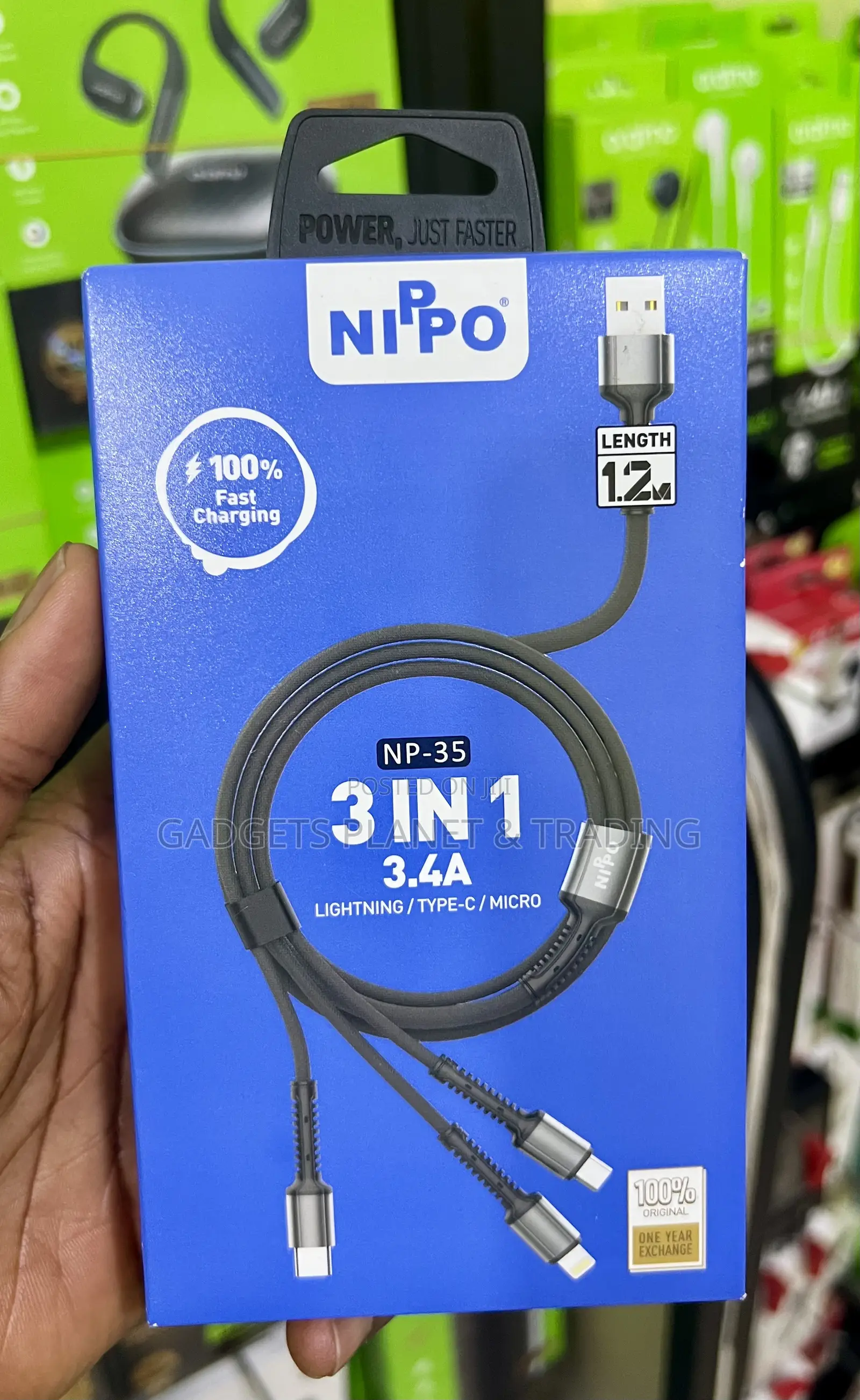 Nippo 3in1 Fast Charging Cable for Lightning Usbc Micro Usb - Np-35
