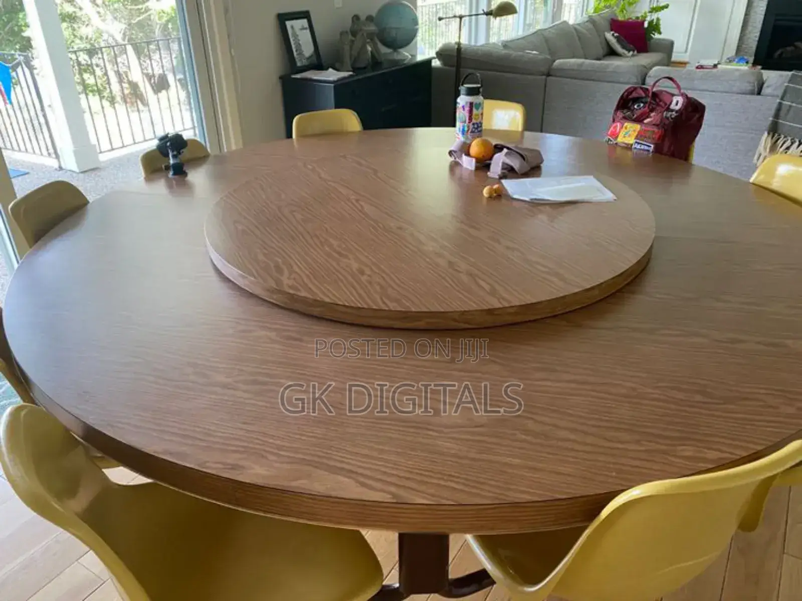 Luxury 6-Seater Marble Top Dining Table Set - Round Rotating Center