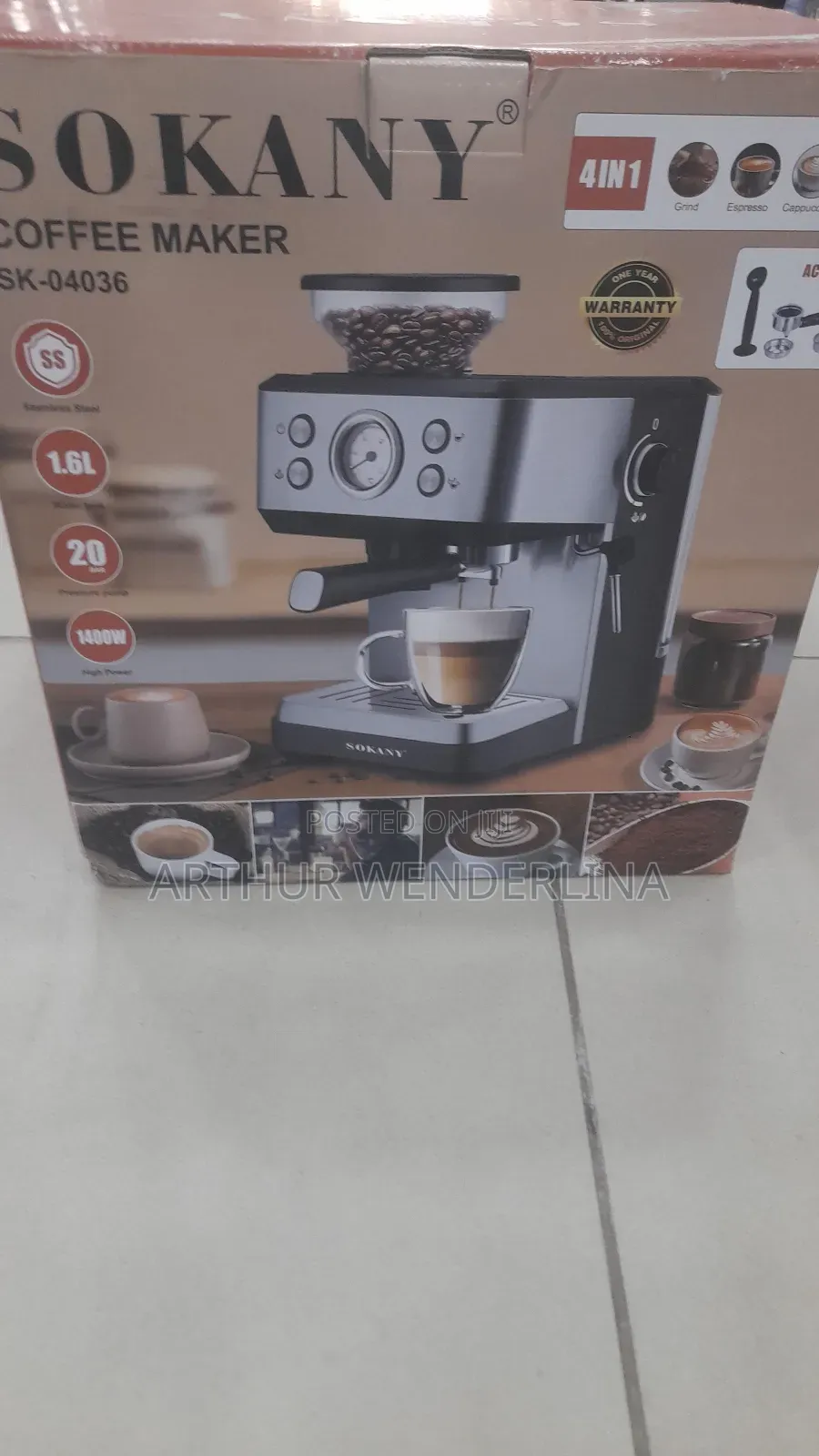 Sokany Sk-04036 4 in 1 Espresso Coffee Machine 1.6l 1400w , 20bar