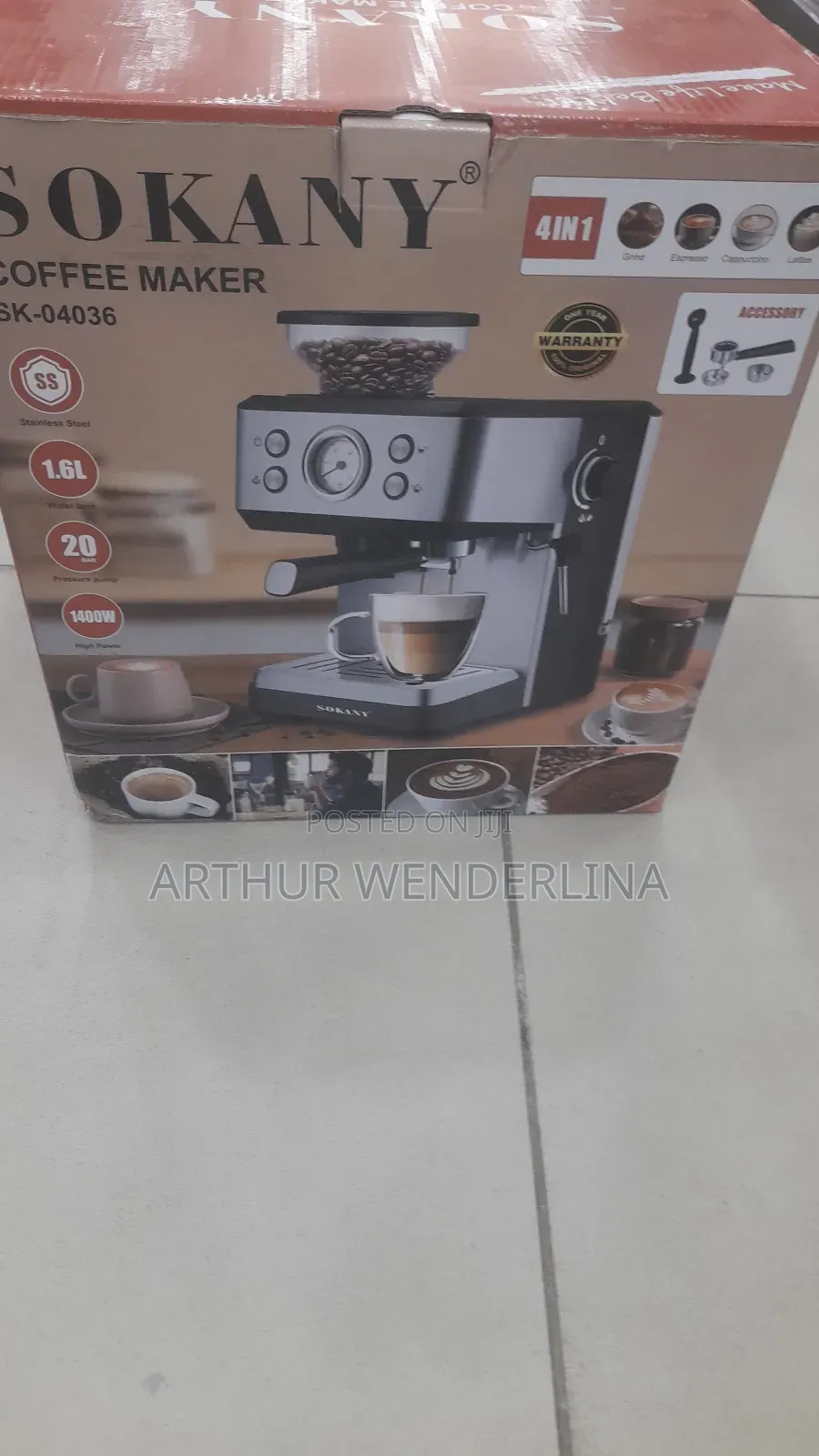Sokany Sk-04036 4 in 1 Espresso Coffee Machine 1.6l 1400w , 20bar