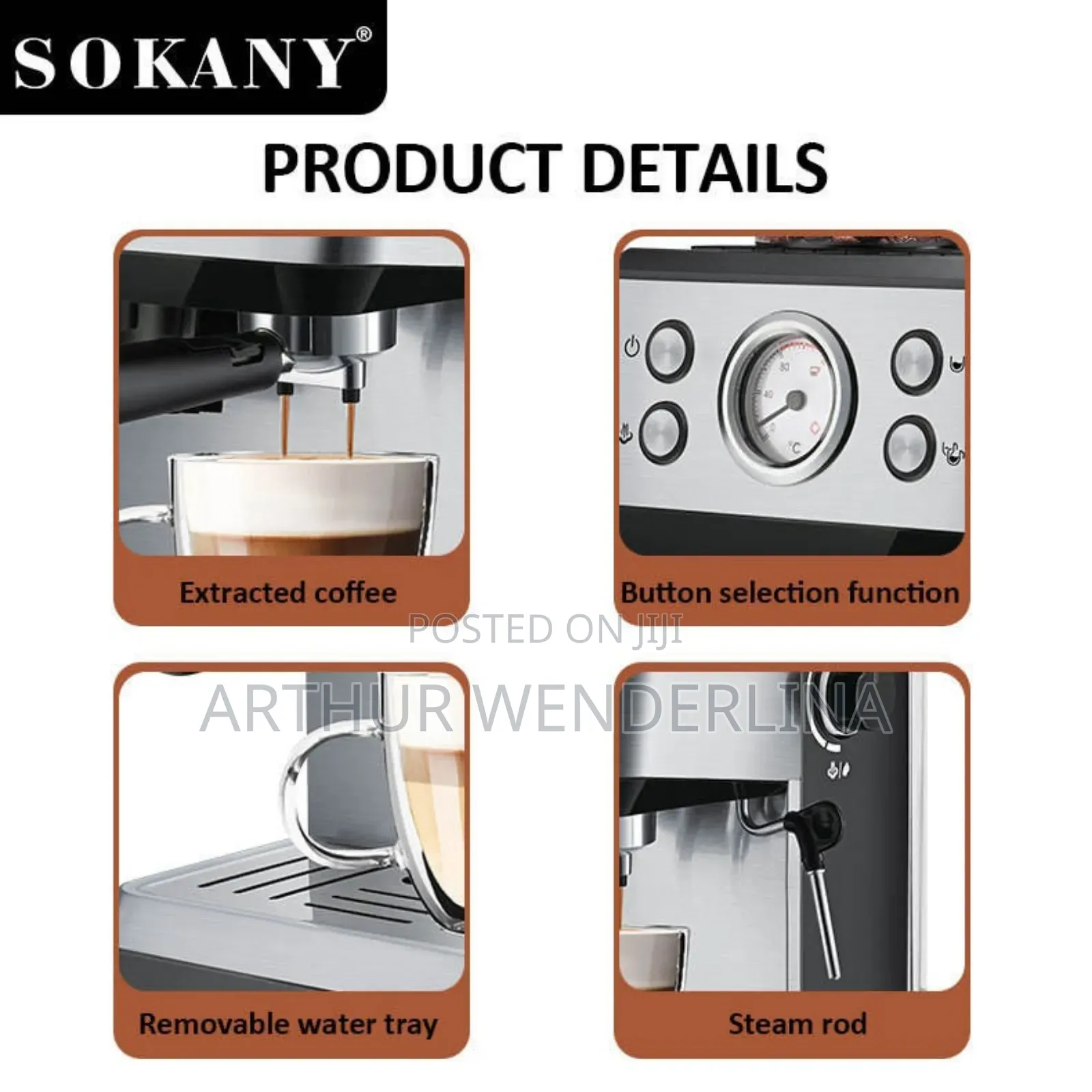 Sokany Sk-04036 4 in 1 Espresso Coffee Machine 1.6l 1400w , 20bar
