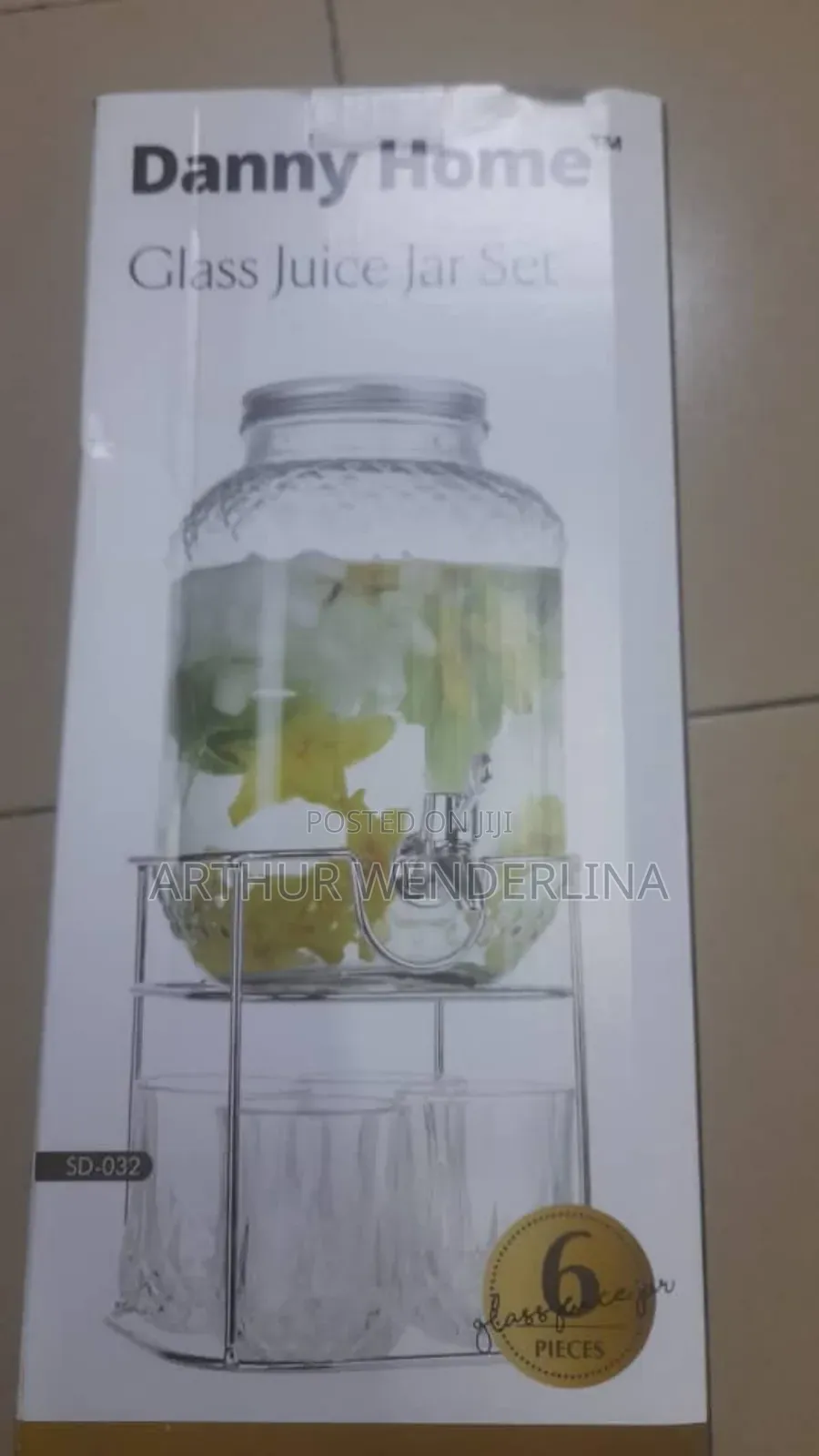 Danny Home Glass Juice Jar Set With 4pieces Of Glass Cup