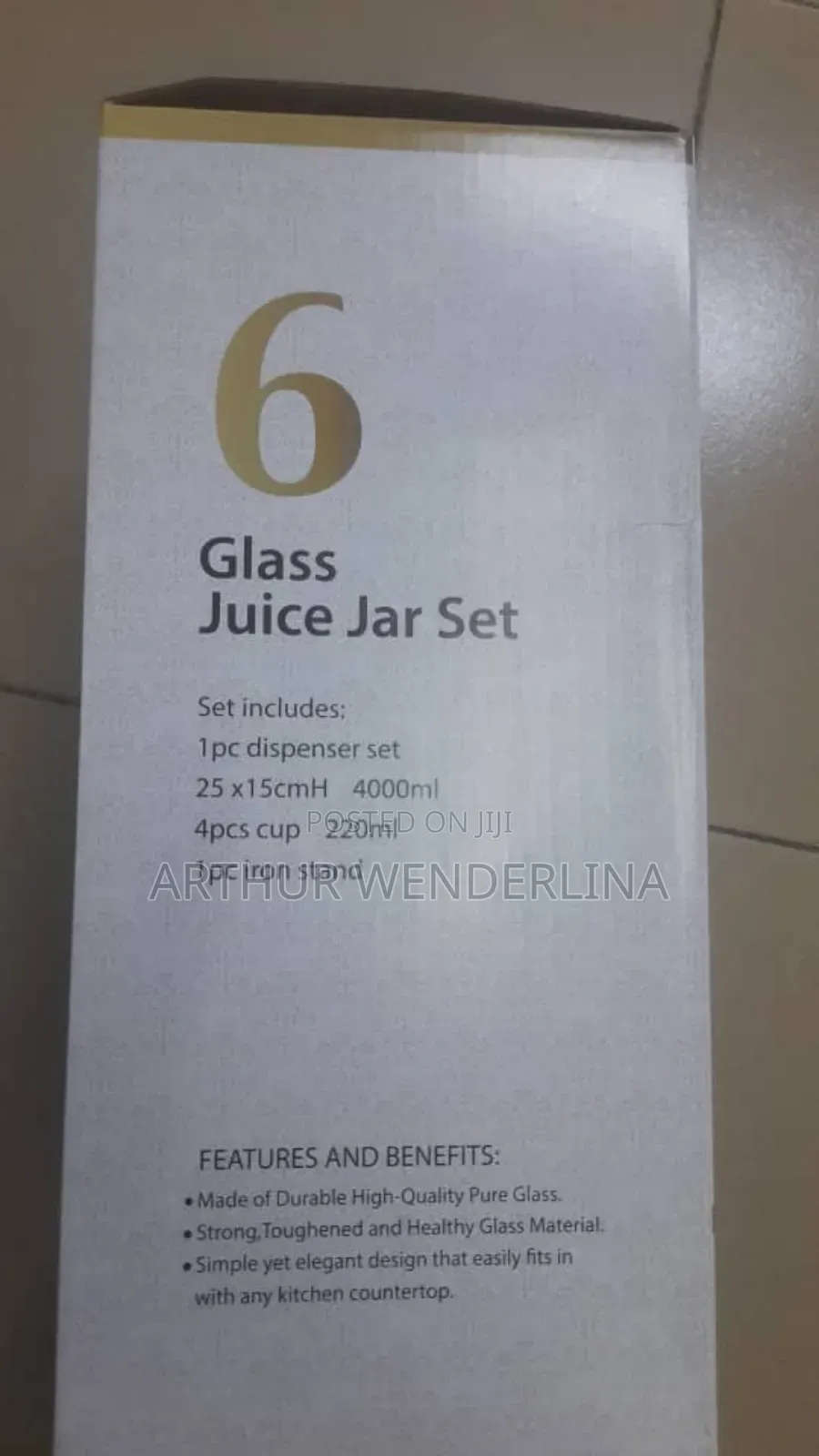 Danny Home Glass Juice Jar Set With 4pieces Of Glass Cup