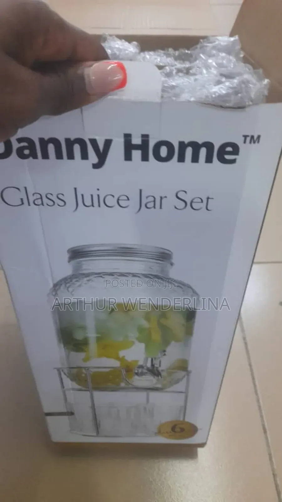 Danny Home Glass Juice Jar Set With 4pieces Of Glass Cup