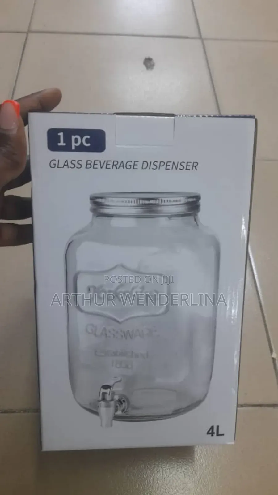 Glass Beverage Or Drink Dispenser With No Stand