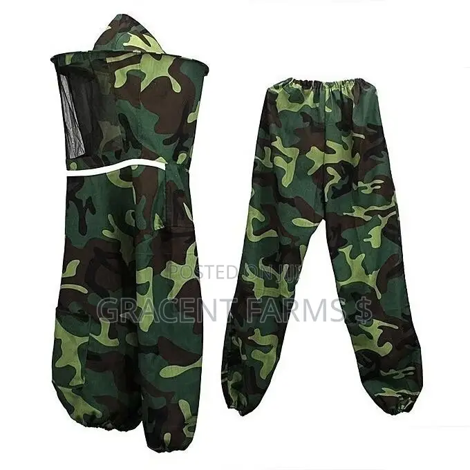 1-zipper Army Green Camouflage Cowboy Beesuit (Top And Trouser Model)