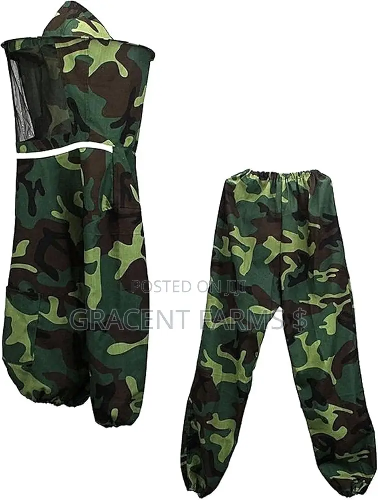 1-zipper Army Green Camouflage Cowboy Beesuit (Top And Trouser Model)