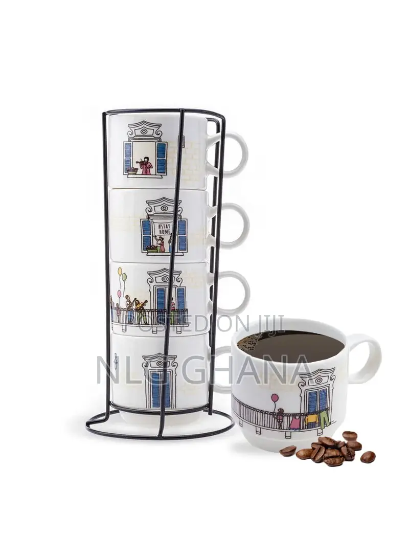 160ml 4 Mugs With Stand - Tree Branch. Kar1248