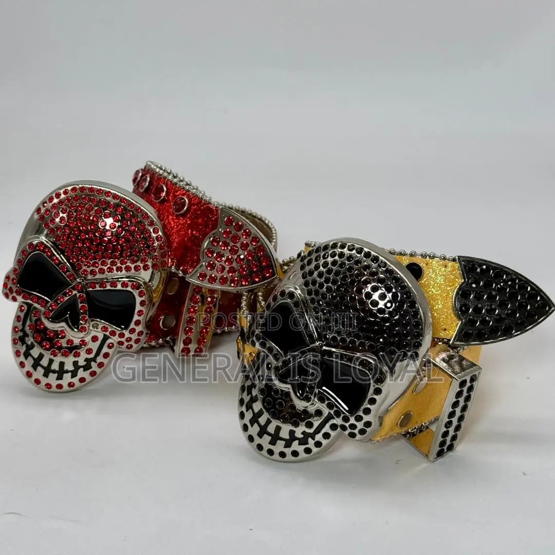 Skeleton Head Rhinestone Belt