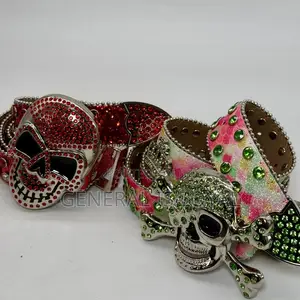 Skeleton Head Rhinestone Belt