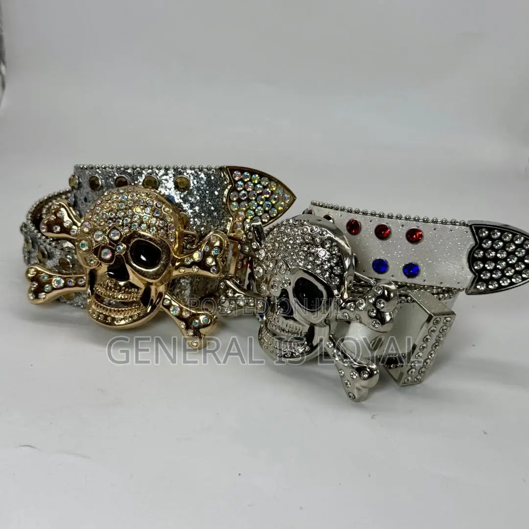 Skeleton Head Rhinestone Belt