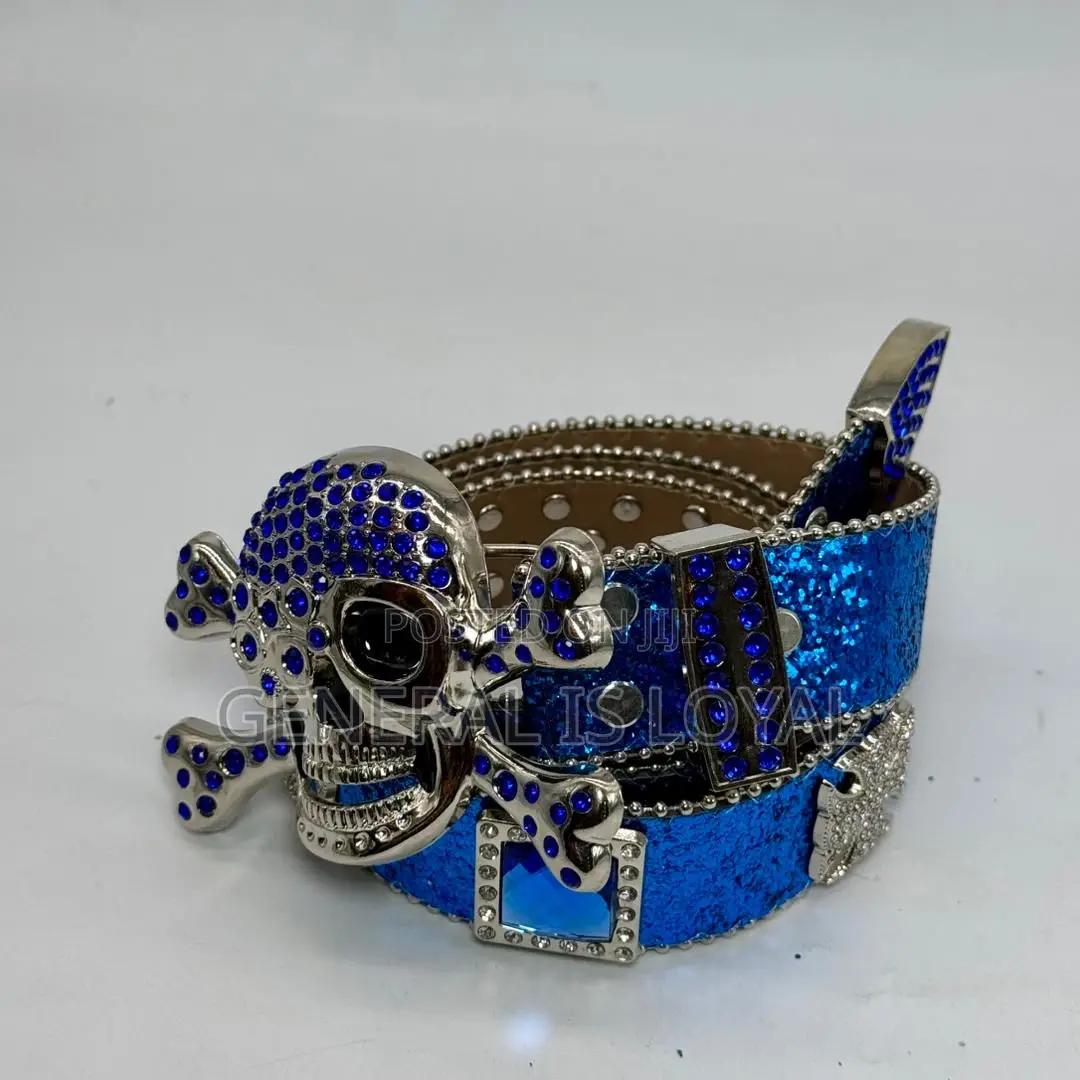 Skeleton Head Rhinestone Belt
