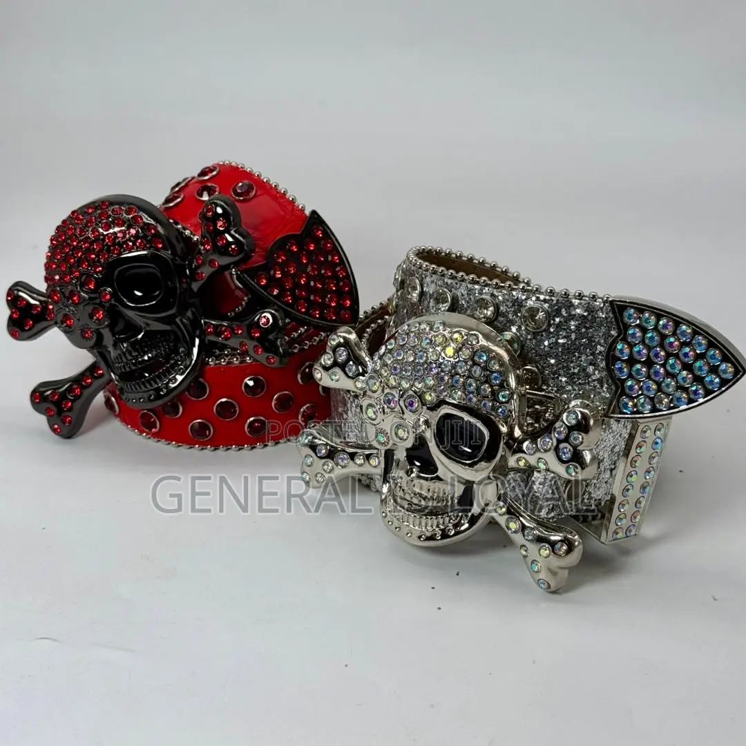 Skeleton Head Rhinestone Belt