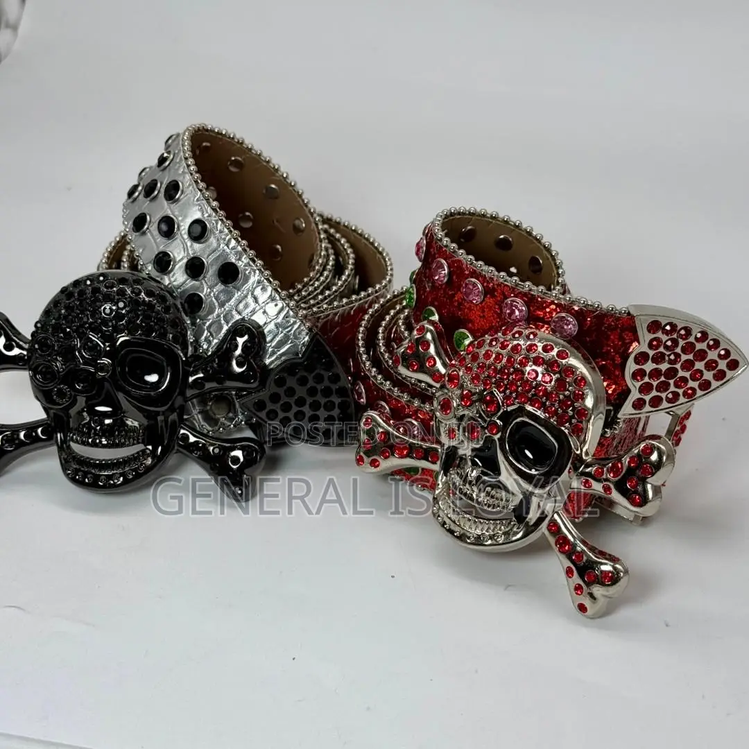 Skeleton Head Rhinestone Belt