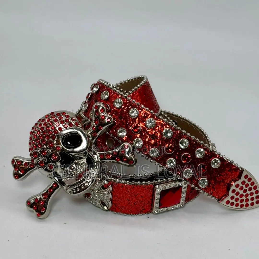Skeleton Head Rhinestone Belt
