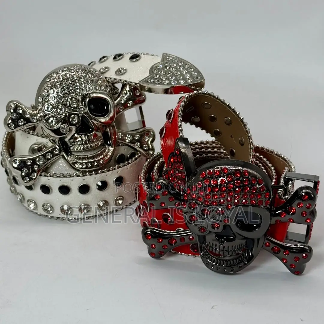 Skeleton Head Rhinestone Belt