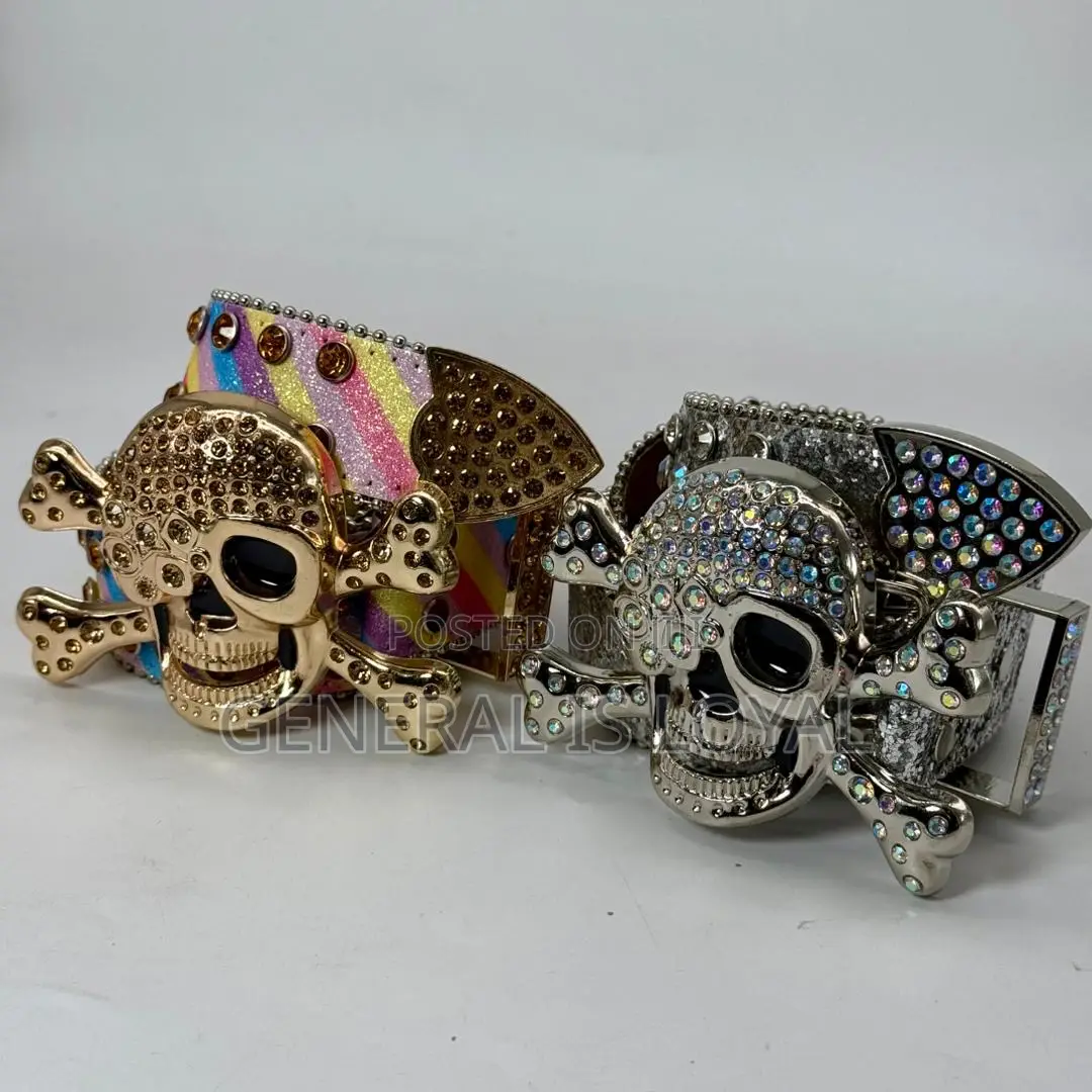Skeleton Head Rhinestone Belt