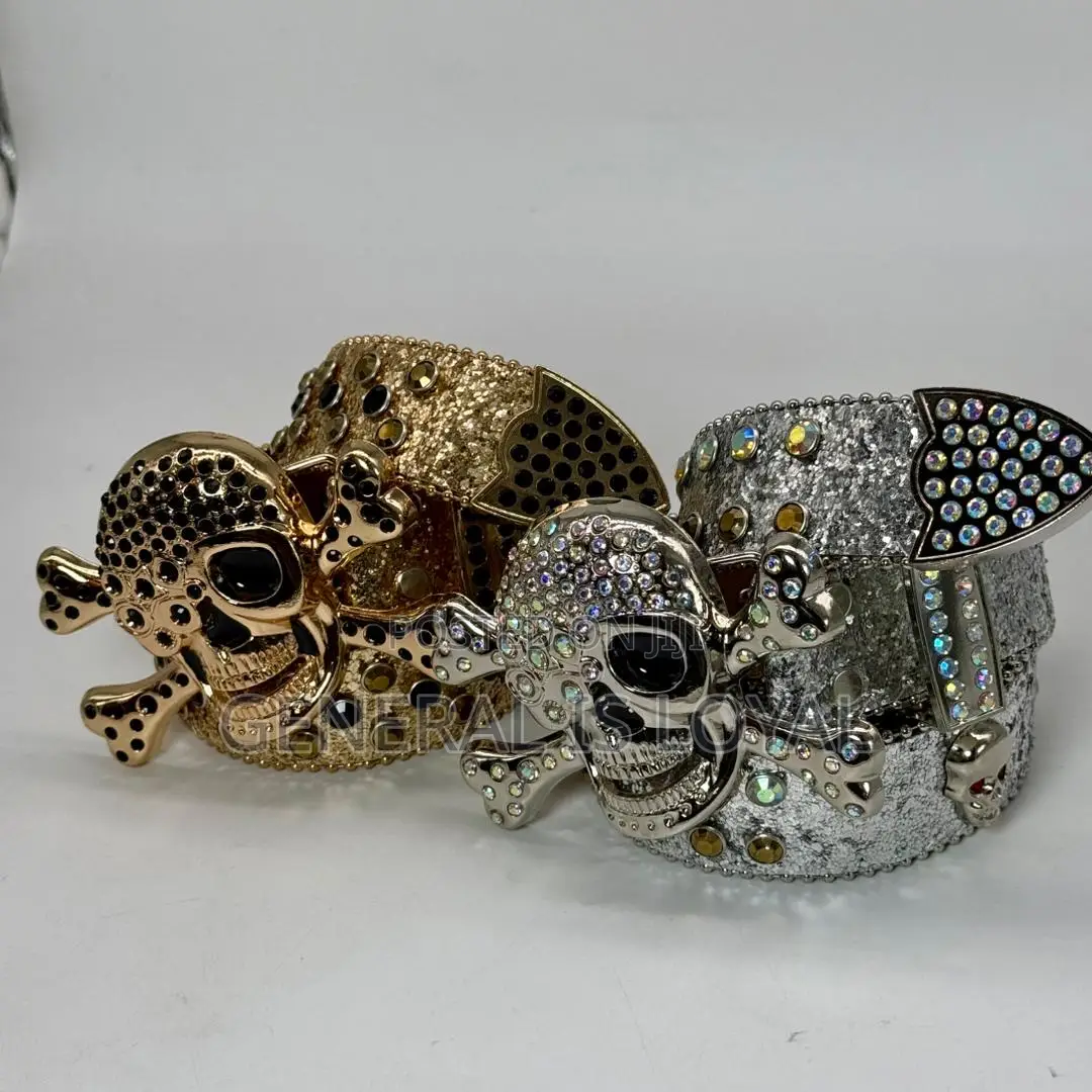 Skeleton Head Rhinestone Belt