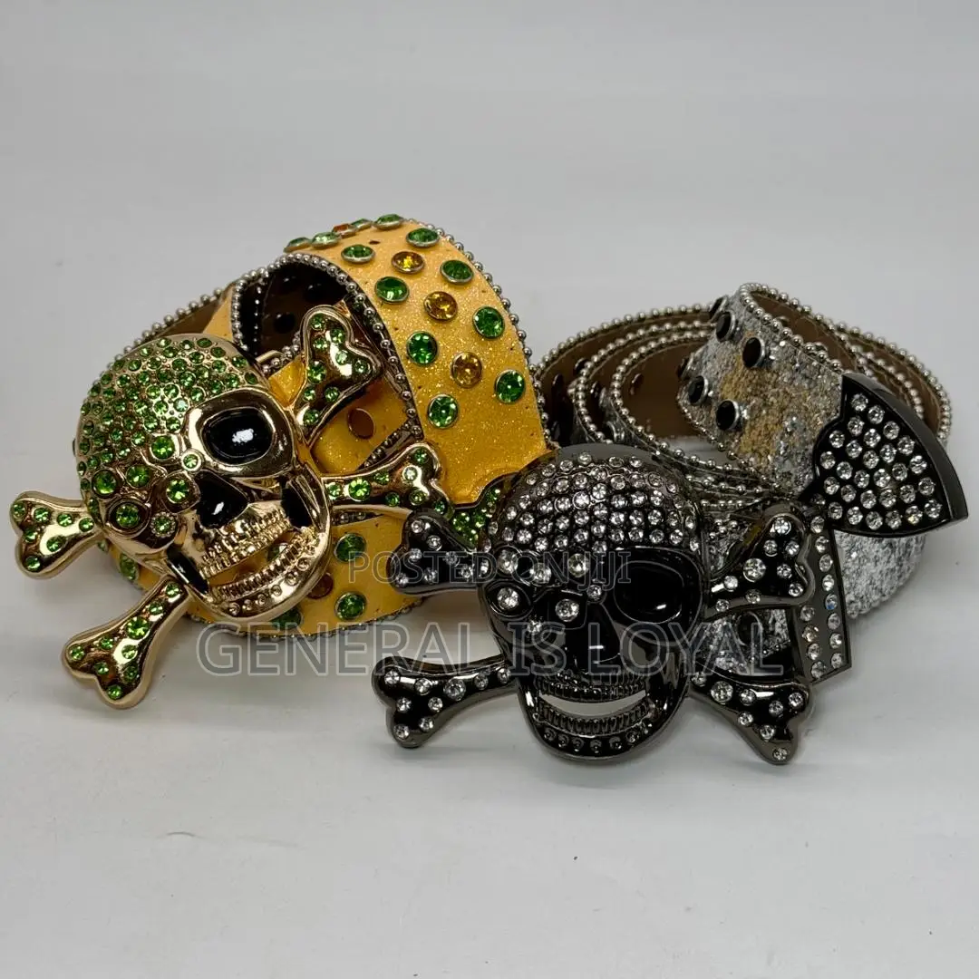 Skeleton Head Rhinestone Belt