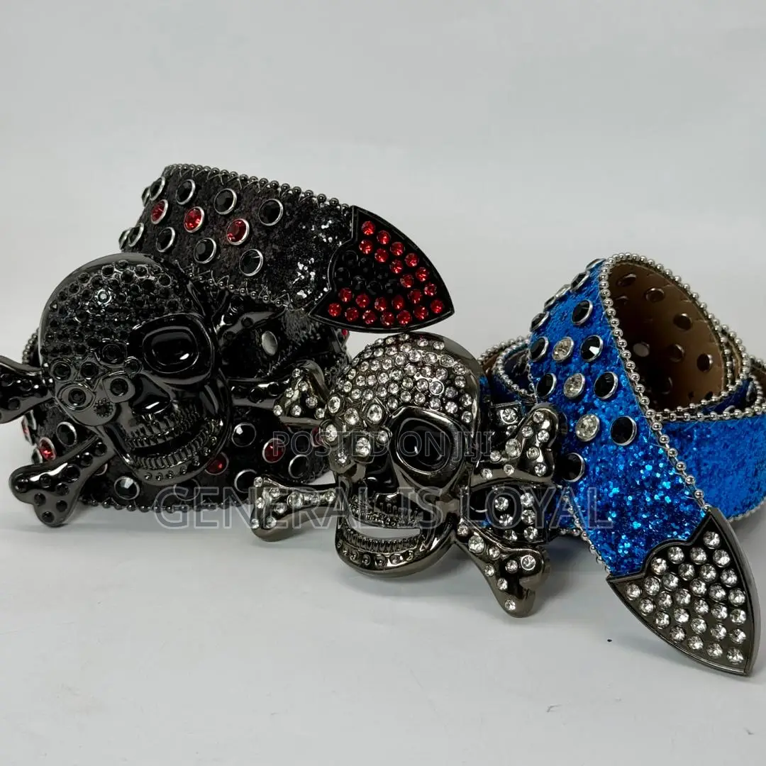 Skeleton Head Rhinestone Belt