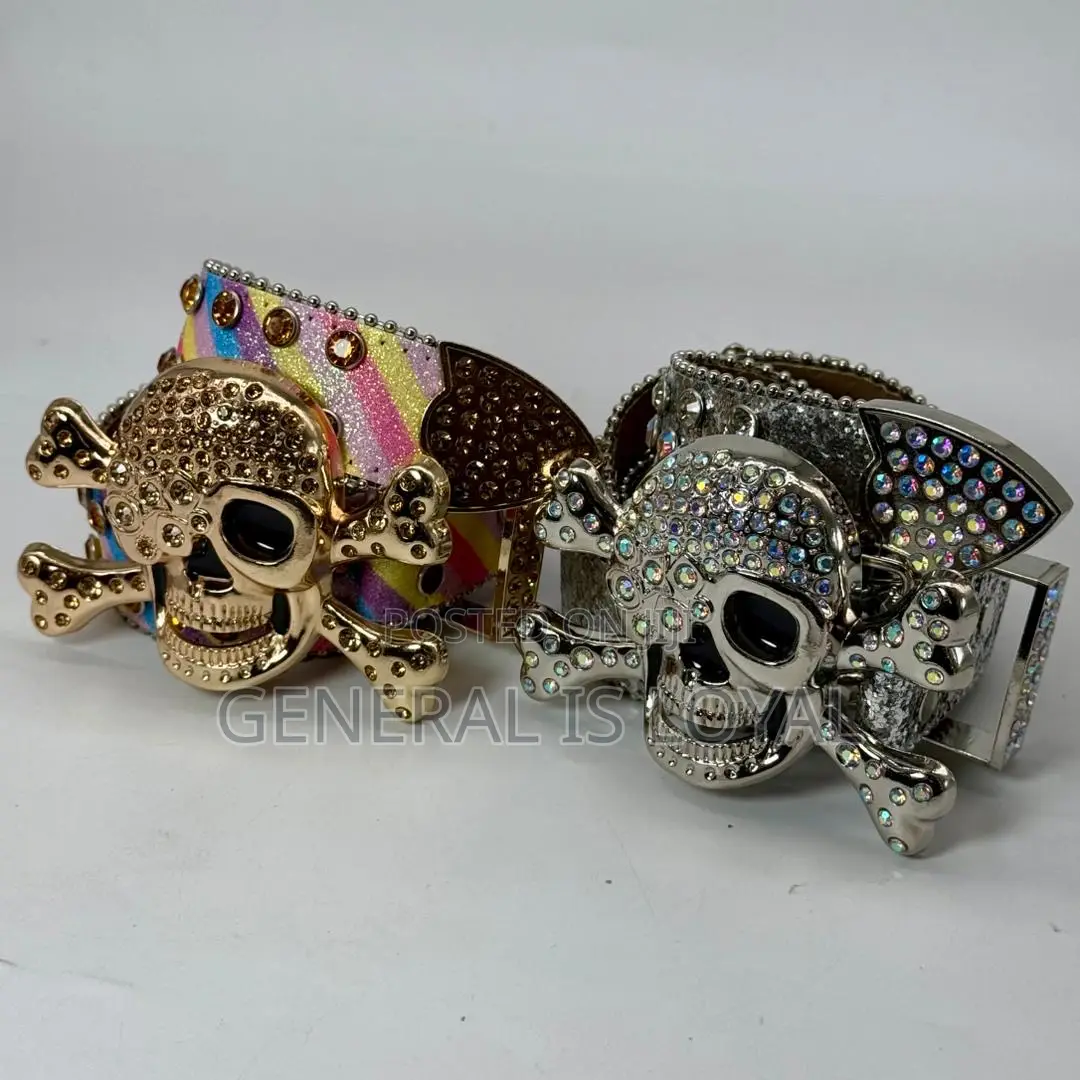 Skeleton Head Rhinestone Belt