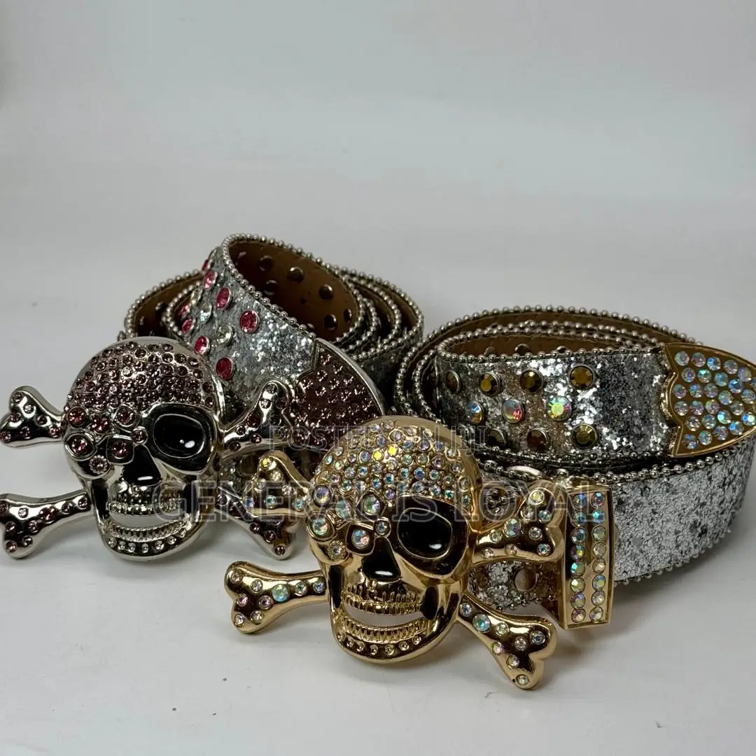 Skeleton Head Rhinestone Belt