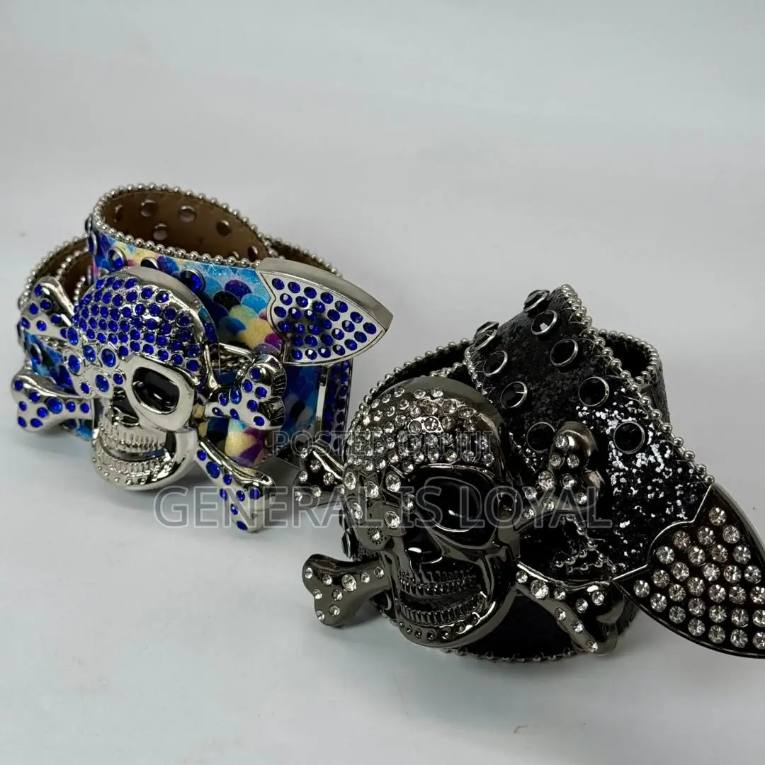 Skeleton Head Rhinestone Belt