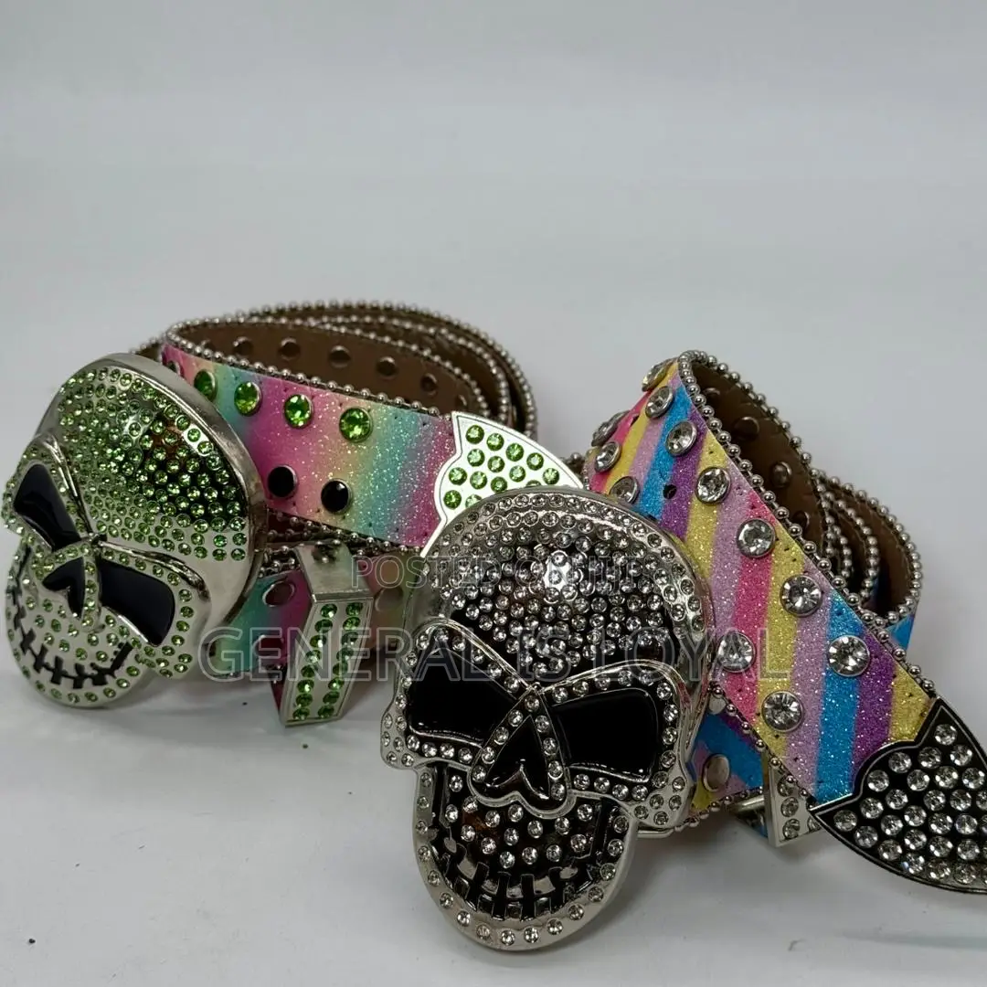 Skeleton Head Rhinestone Belt