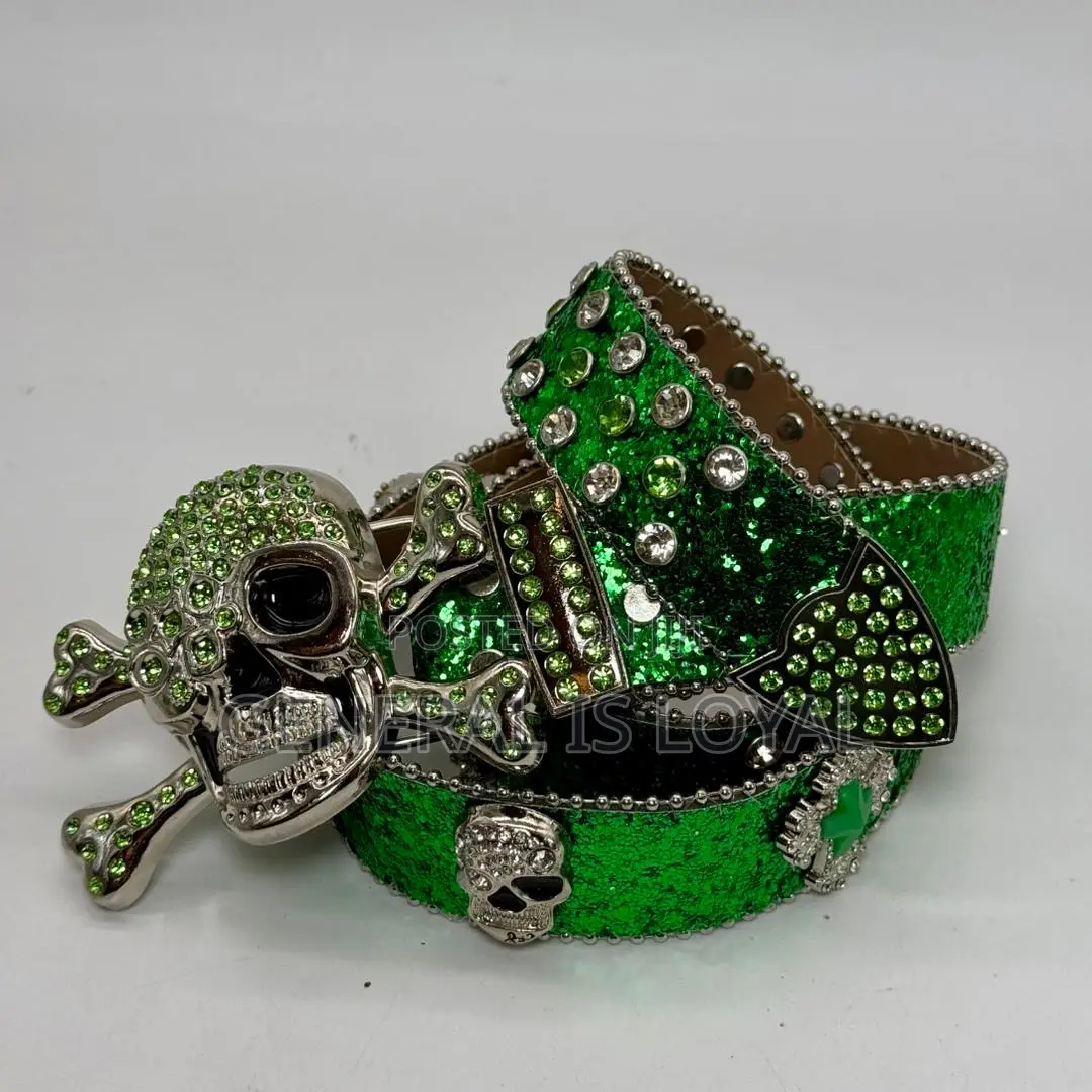 Skeleton Head Rhinestone Belt