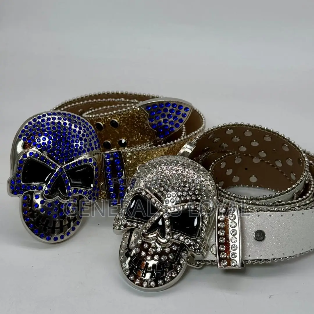 Skeleton Head Rhinestone Belt