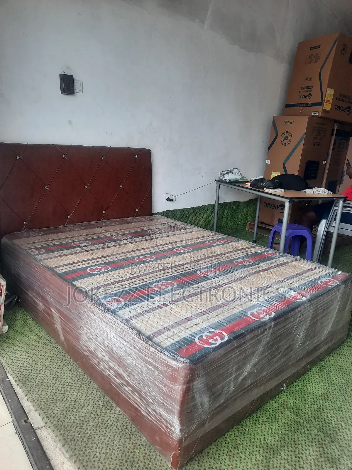 Complete Bed Double Leather Covered