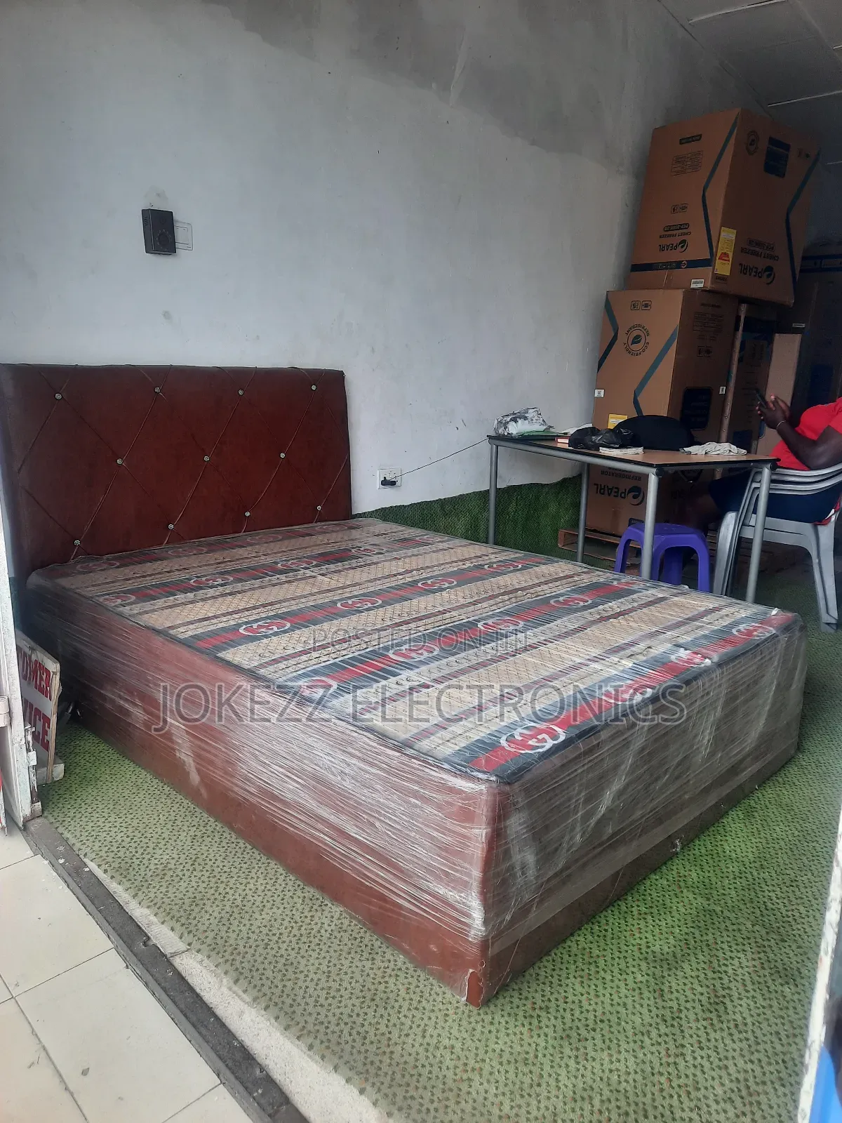 Complete Bed Double Leather Covered