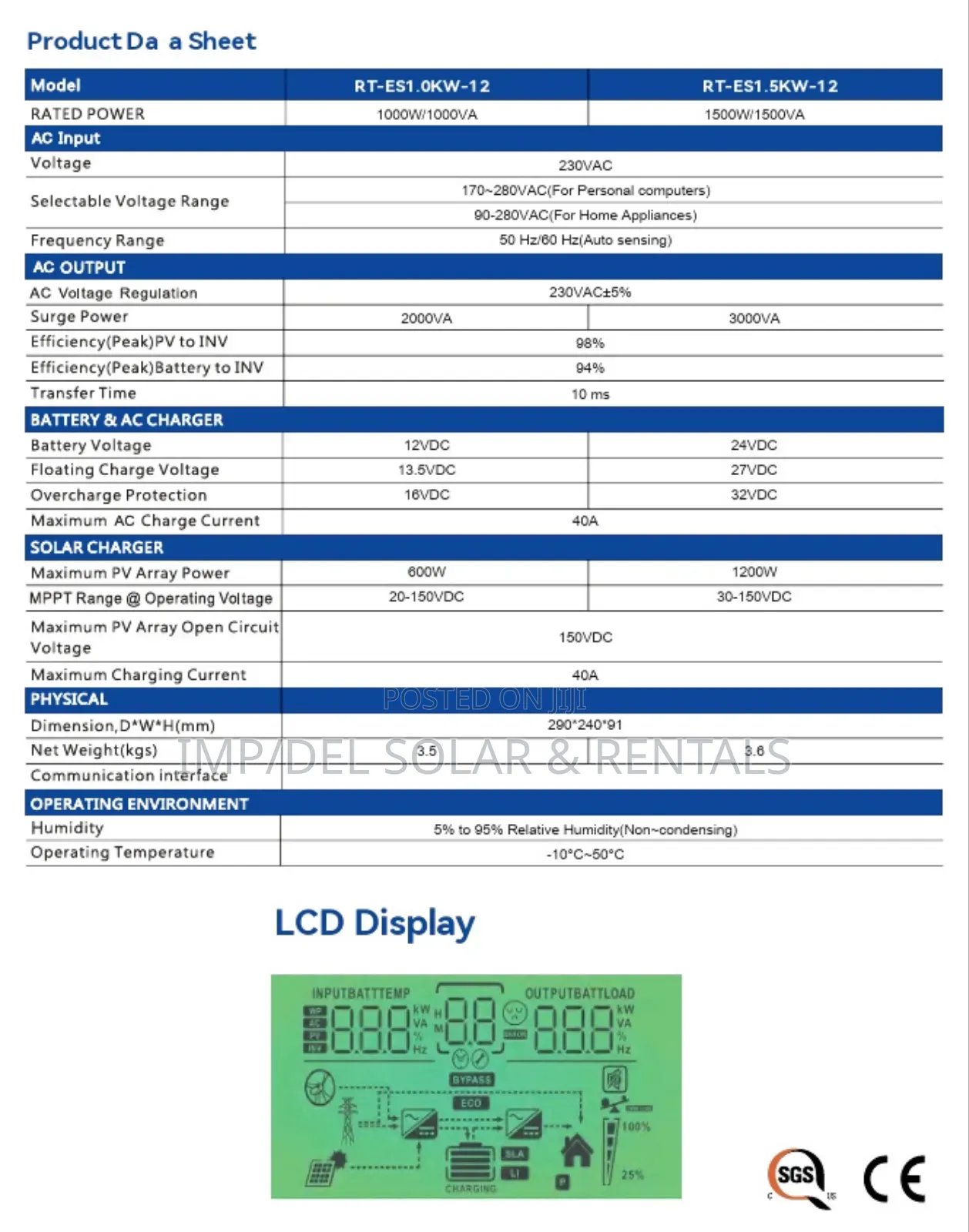1kw 12v Hybrid Solar Inverter