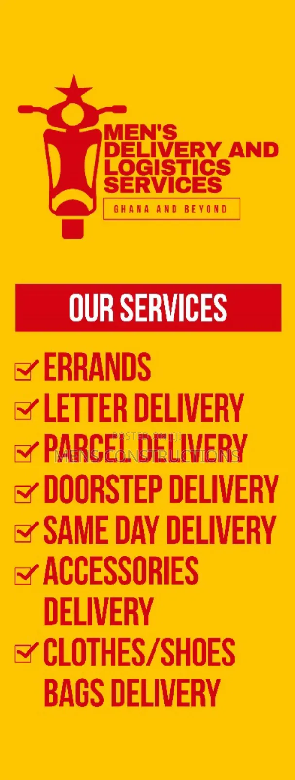 Men's Delivery and Logistics Services Ghana