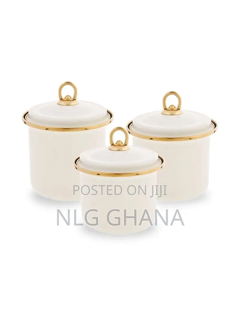3 PCS Retro Cream Enamel Storage Container. Kar1160