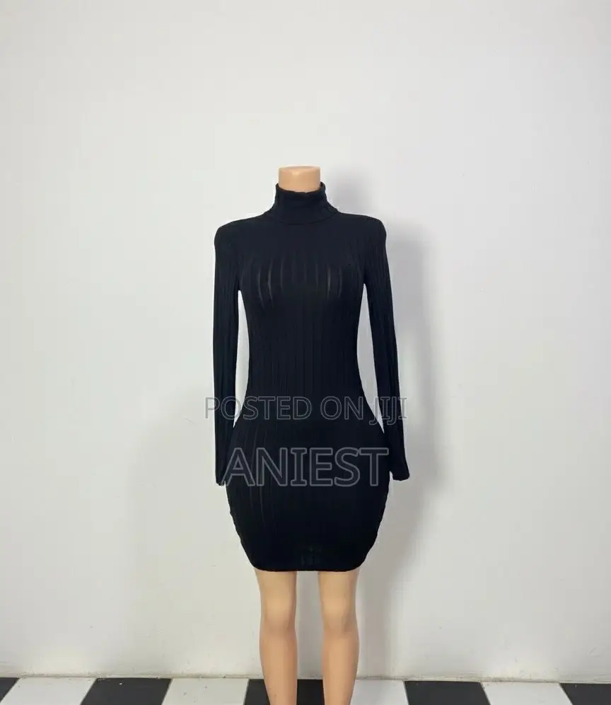 Elegant Black Turtleneck Dress